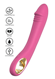 Vibromasseur rose avec 7 fonctions, 3 vitesses, étanche et rechargeable par USB. Un plaisir sûr et varié !; Roze vibrator met 7 functies, 3 snelheden, waterdicht en USB oplaadbaar. Veilig en gevarieerd plezier!; Pink vibrator with 7 functions, 3 speeds, waterproof and USB rechargeable. Safe and varied pleasure!