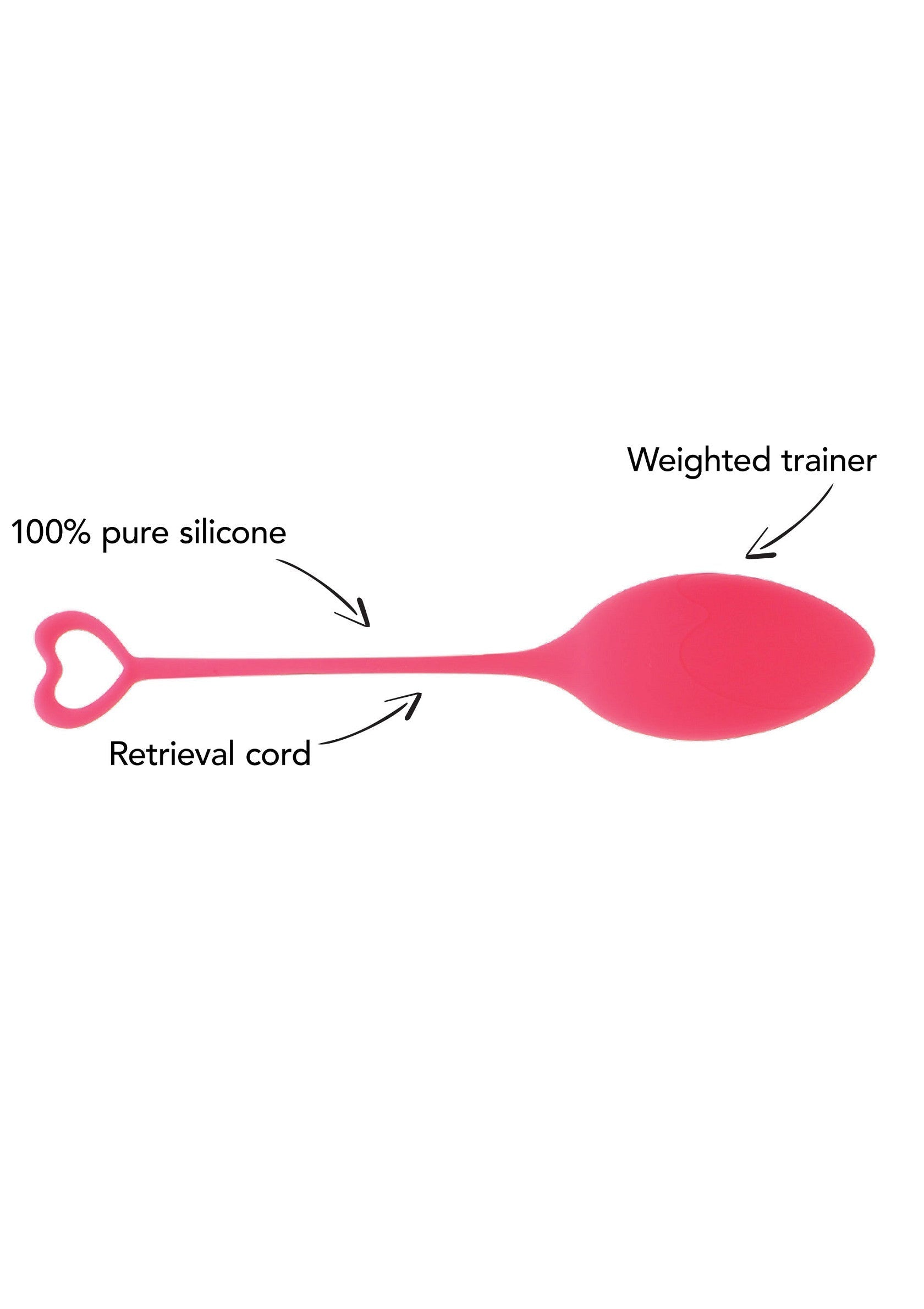 Boule de Geisha rose en silicone, pour renforcer les muscles du plancher pelvien.; Roze siliconen bekkenbodemtrainer, voor het versterken van de bekkenbodemspieren.; Pink silicone pelvic floor trainer, for strengthening pelvic floor muscles.