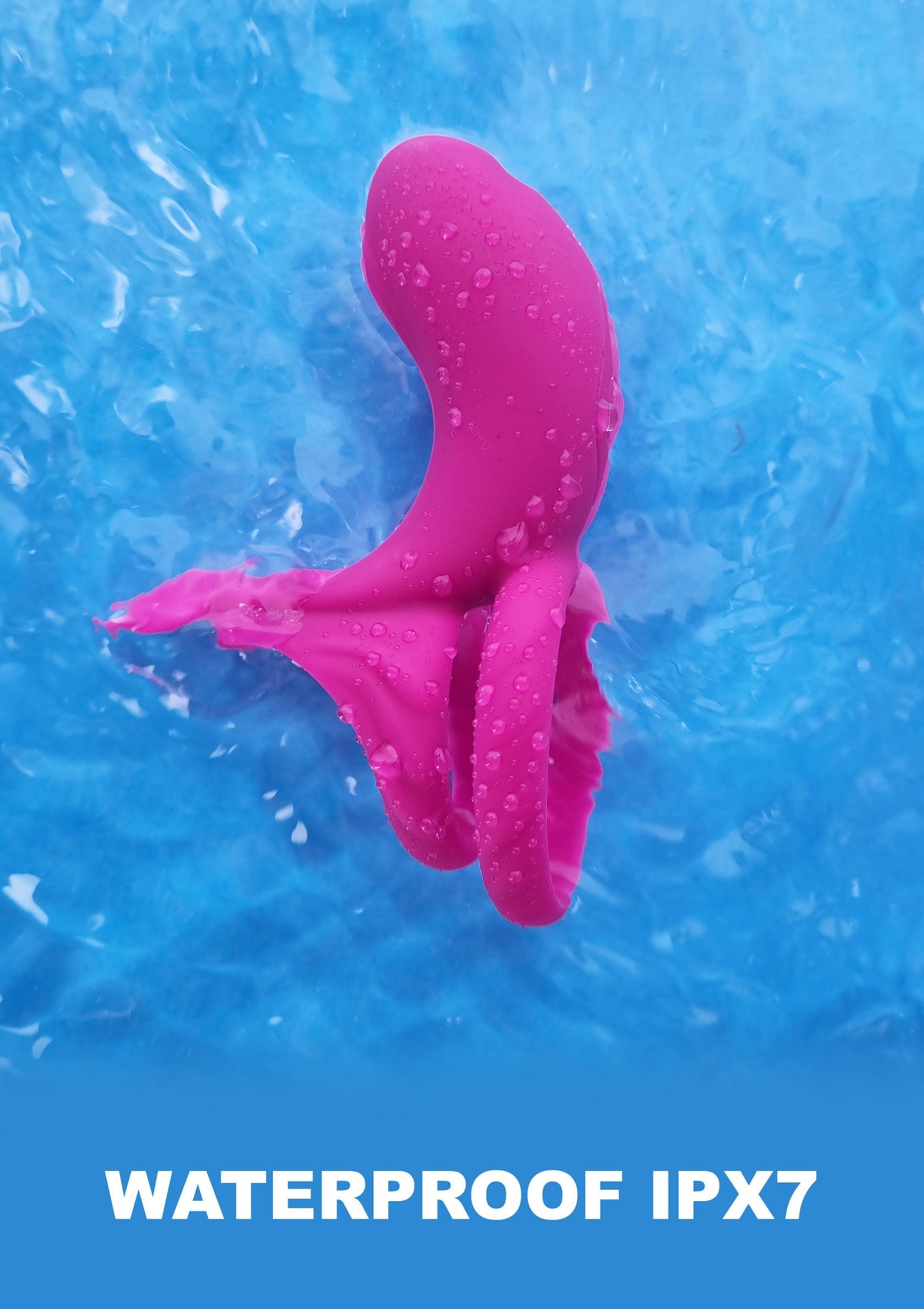 Sextoy rose étanche IPX7 pour des moments de plaisir aquatiques.; Roze speeltje, waterdicht IPX7, voor plezier in het water.; Pink sex toy, waterproof IPX7, for fun moments in the water.