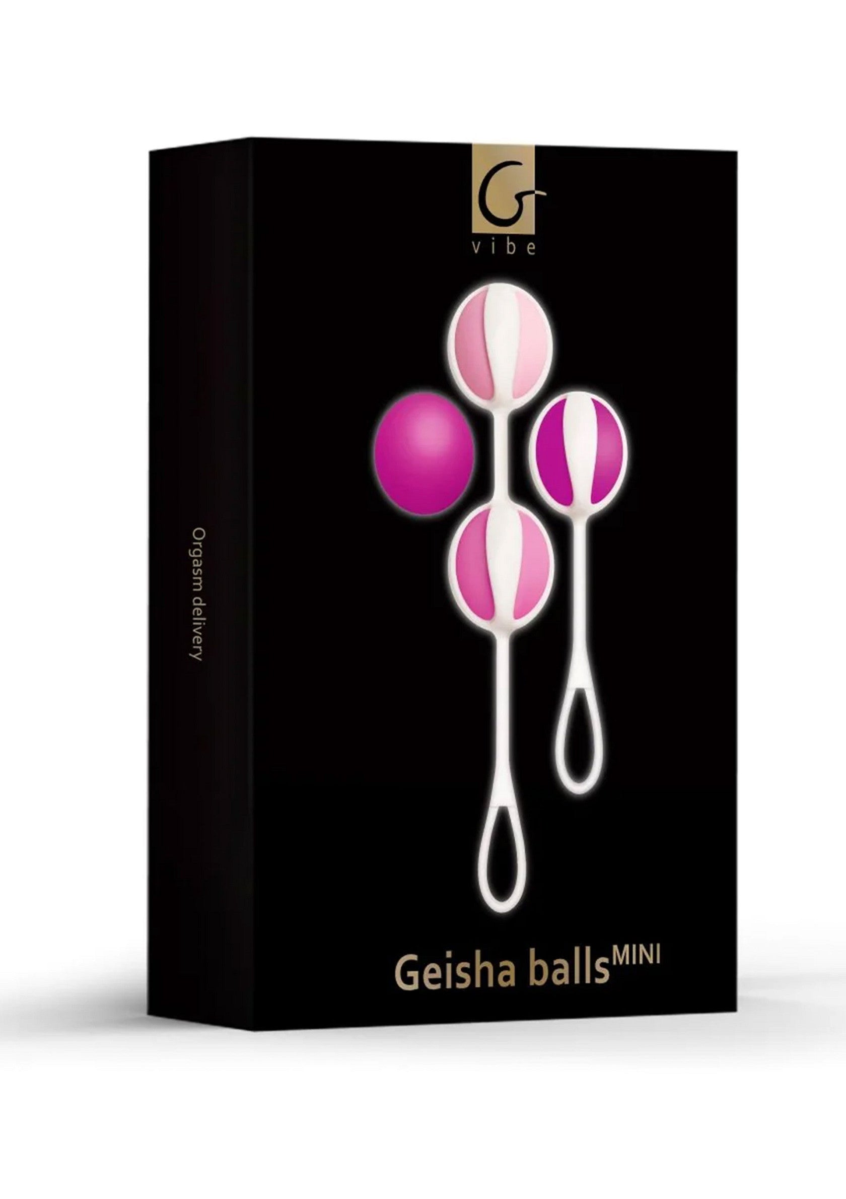 Boules de geisha G-Vibe Mini pour le plaisir et la tonification du plancher pelvien.; G-Vibe Mini geishaballen voor plezier en het versterken van de bekkenbodem.; G-Vibe Mini Geisha balls for pleasure and pelvic floor toning.