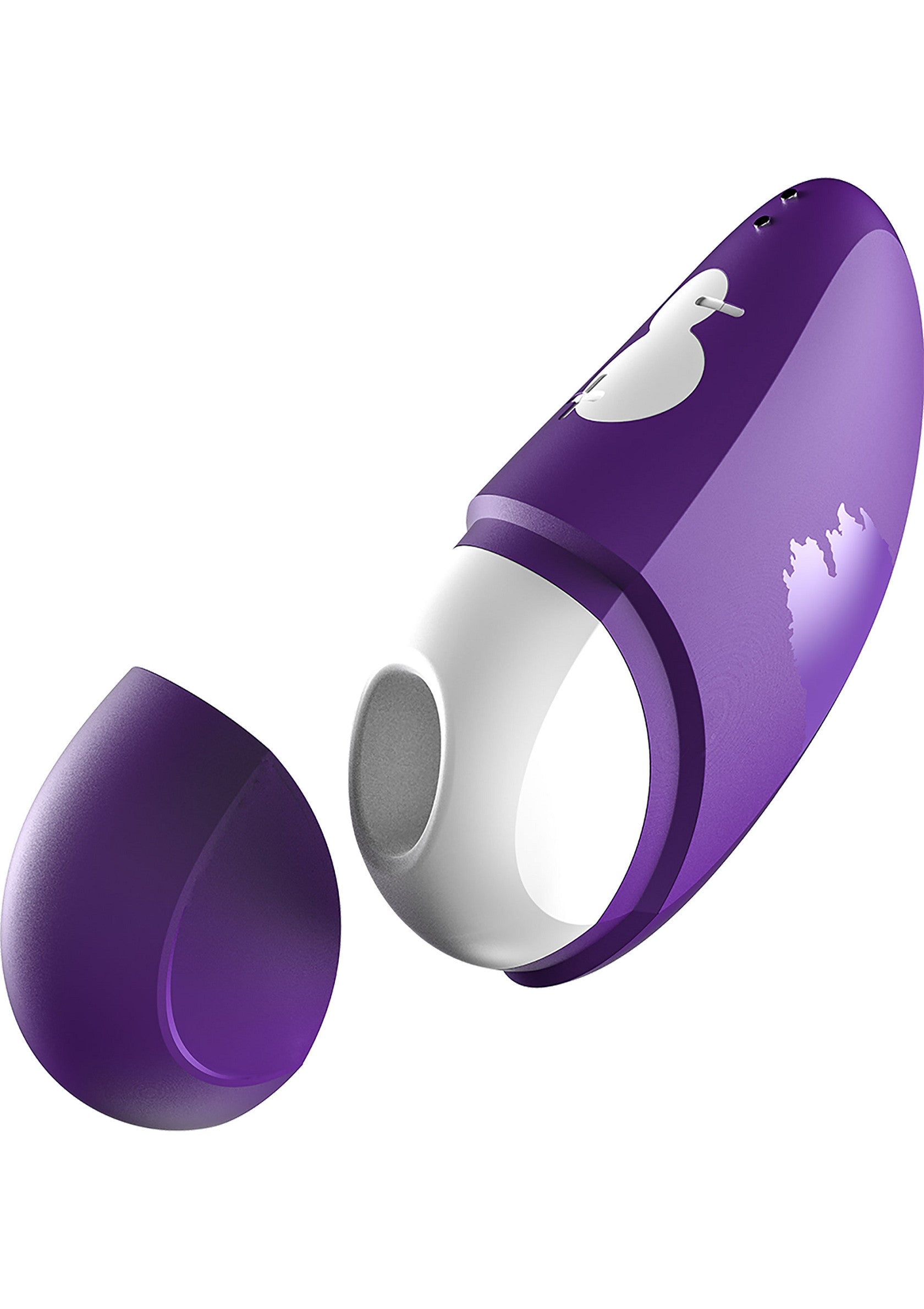 Masseur clitoridien violet avec capuchon et motif de canard pour une stimulation ciblée et amusante.; Paarse clitorismassager met dop en eendjesdesign voor gerichte en speelse stimulatie.; Purple clitoral massager with cap and duck design for targeted and playful stimulation.