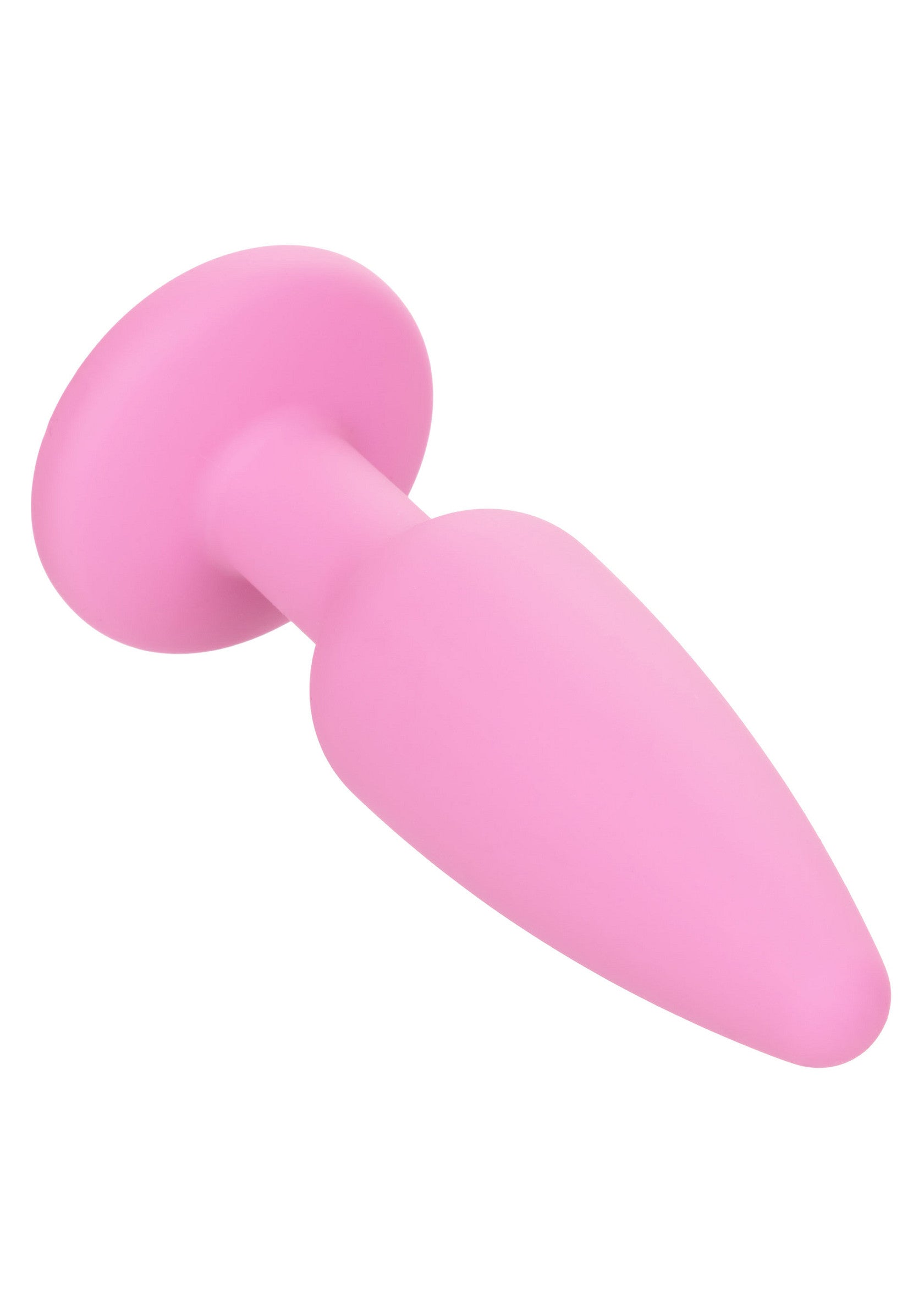 Plug anal rose en silicone doux pour le plaisir anal.; Roze butt plug van zachte siliconen voor anale stimulatie.; Pink butt plug made of soft silicone for anal pleasure.