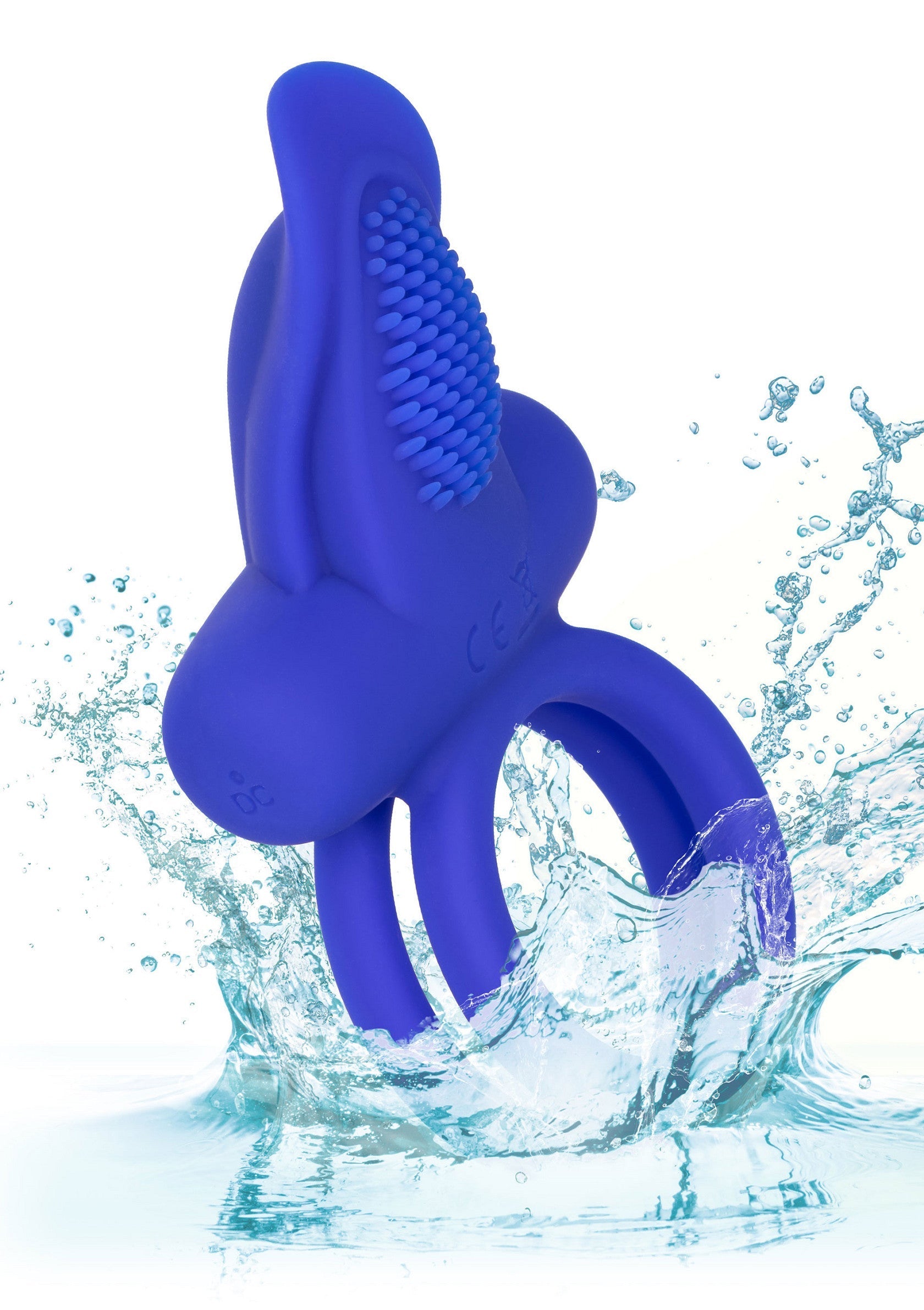 Anneau vibrant bleu étanche pour le plaisir intime. Découvrez des sensations uniques et un confort optimal.; Waterdichte blauwe vibrerende ring voor intiem plezier. Ontdek unieke sensaties en optimaal comfort.; Waterproof blue vibrating ring for intimate pleasure. Discover unique sensations and optimal comfort.