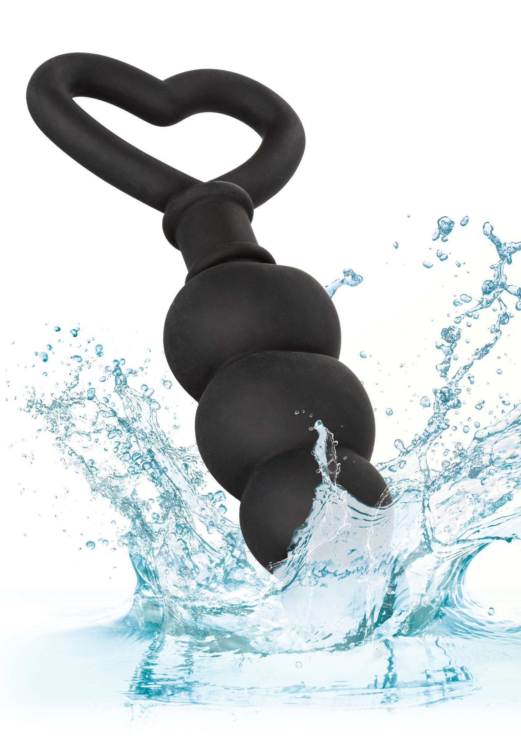 Plug anal noir avec poignée en forme de cœur. Plaisir aquatique. Jouet de qualité supérieure.; Zwarte anale plug met hartvormige handgreep. Aquatisch plezier. Premium kwaliteit speeltje.; Black anal plug with heart-shaped handle. Aquatic pleasure. Premium quality toy.