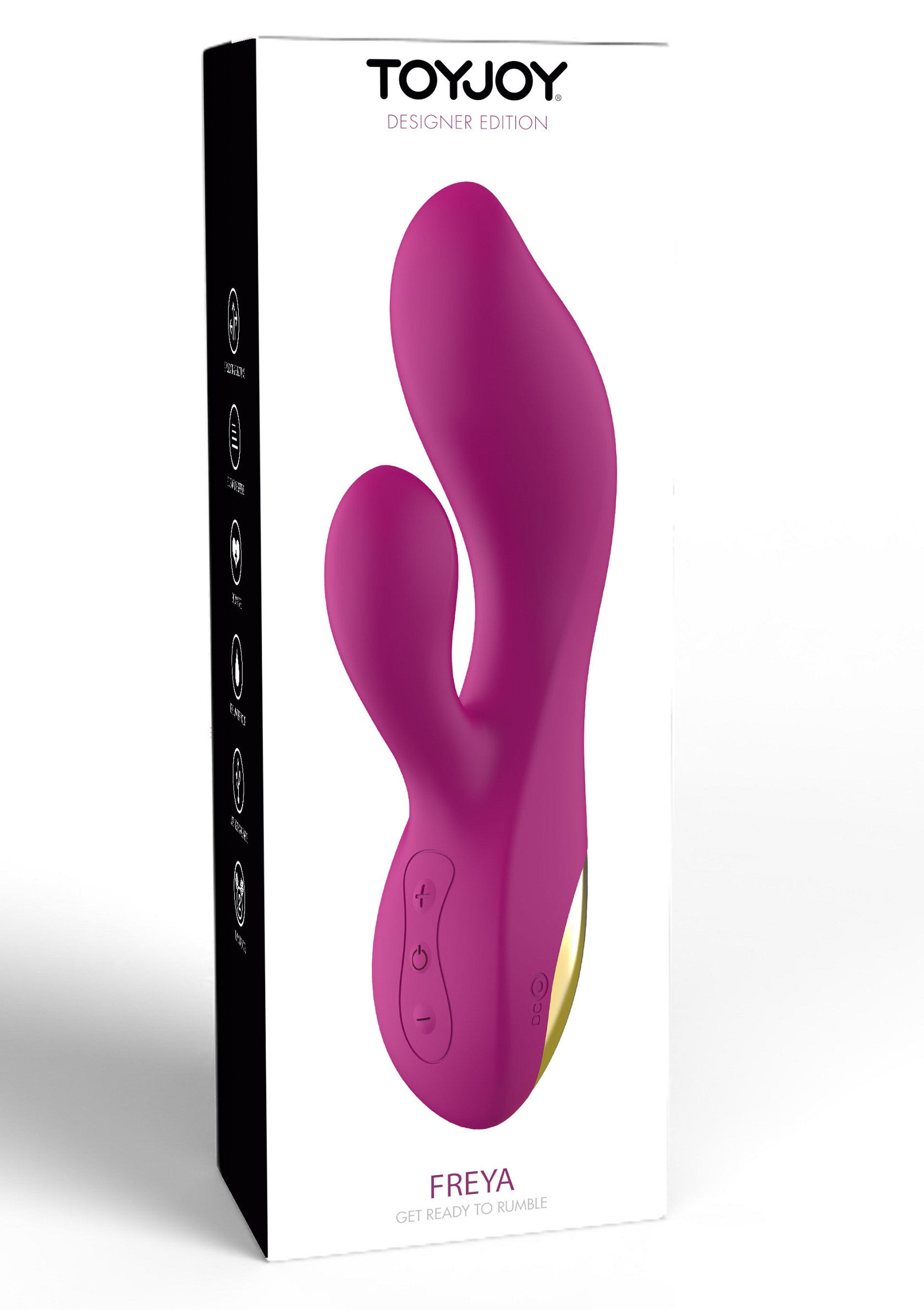 ToyJoy Freya Designer Edition vibrateur rose pour femmes. Plaisir intime garanti.; ToyJoy Freya Designer Edition roze vibrator voor vrouwen. Intiem plezier gegarandeerd.; ToyJoy Freya Designer Edition pink vibrator for women. Intimate pleasure guaranteed.