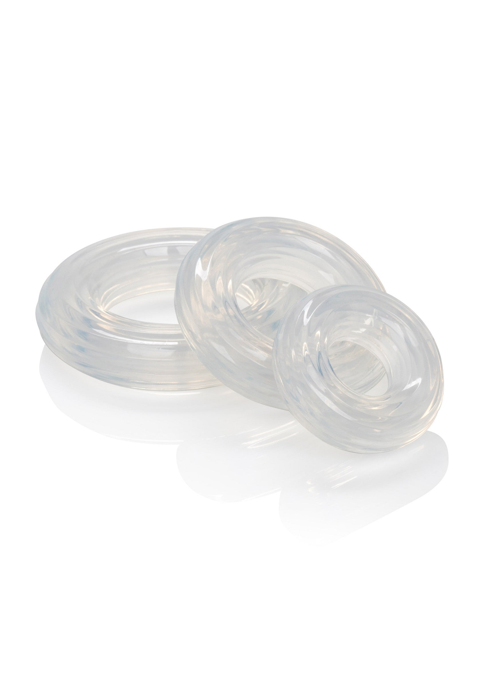 Anneaux péniens en silicone transparent. Augmentez le plaisir et la performance. Différentes tailles disponibles.; Transparante siliconen penisringen. Verhoog plezier en prestaties. Verschillende maten beschikbaar.; Clear silicone cock rings. Enhance pleasure and performance. Different sizes available.