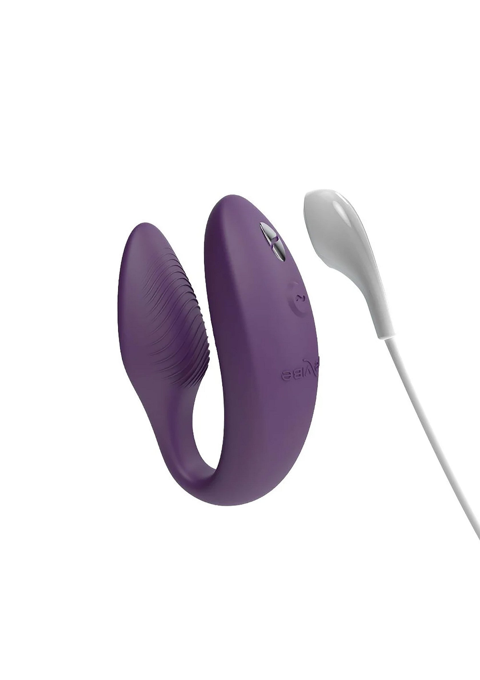 Vibromasseur violet double face avec stimulateur de point G externe.; Paarse dubbelzijdige vibrator met externe G-spot stimulator.; Purple double-sided vibrator with external G-spot stimulator.