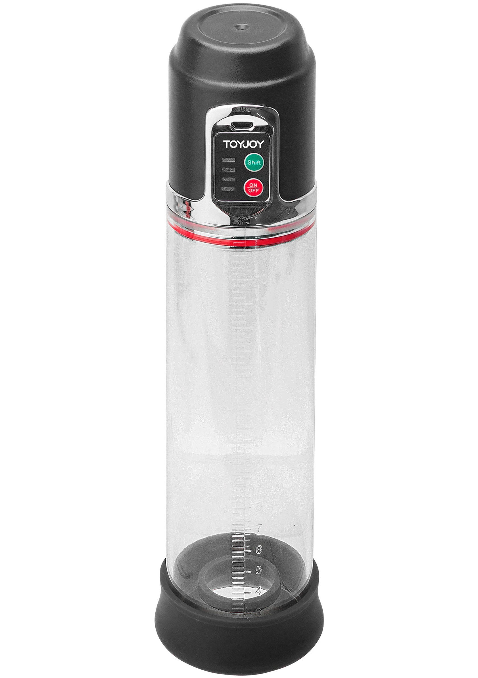 Pompe pénienne ToyJoy électrique avec manomètre pour un plaisir intense et une satisfaction optimale.; Elektrische penispomp ToyJoy met manometer voor intens plezier en maximale voldoening.; ToyJoy electric penis pump with gauge for intense pleasure and maximum satisfaction.