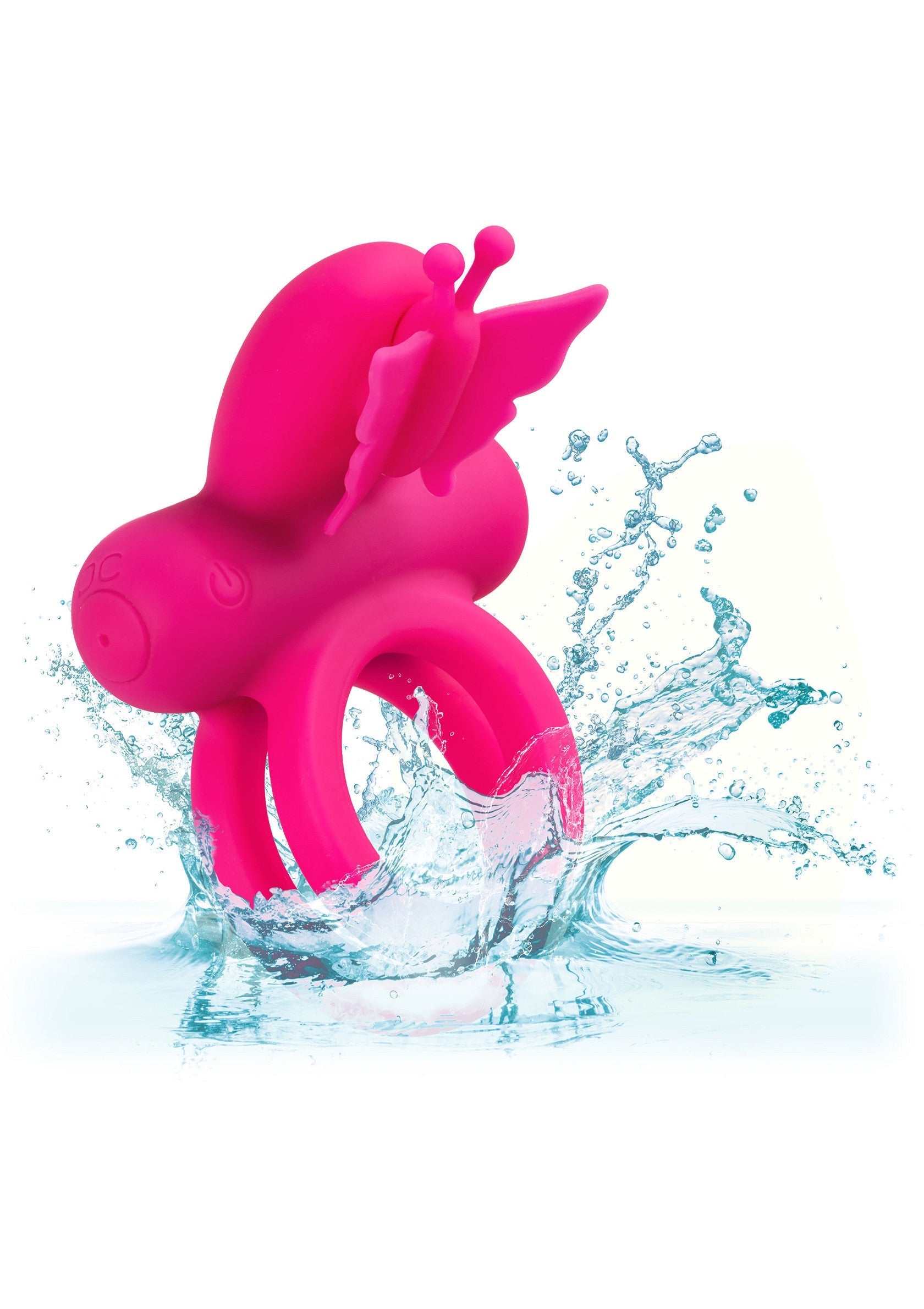 Jouet vibrant rose en forme de papillon, étanche et rechargeable. Plaisir aquatique garanti! ; Roze vlinder vibrator, waterdicht en oplaadbaar. Gegarandeerd aquatisch genot!; Pink butterfly vibrator, waterproof & rechargeable. Guaranteed aquatic pleasure!