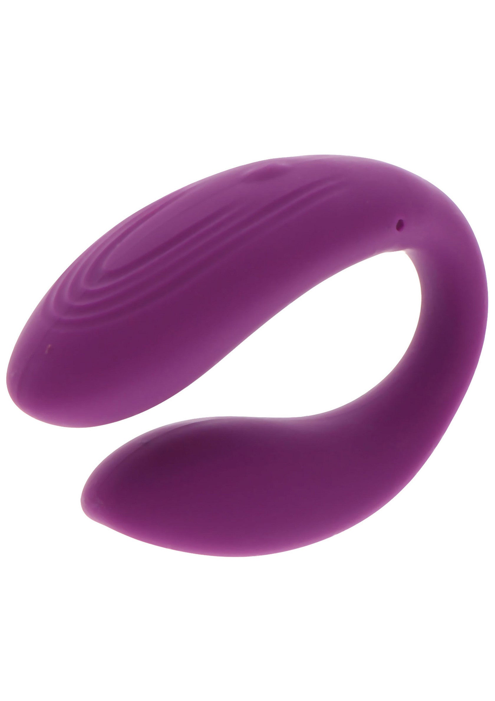 Vibromasseur violet double stimulation pour couple.; Paarse vibrator voor dubbele stimulatie voor koppels.; Purple double stimulation vibrator for couples.