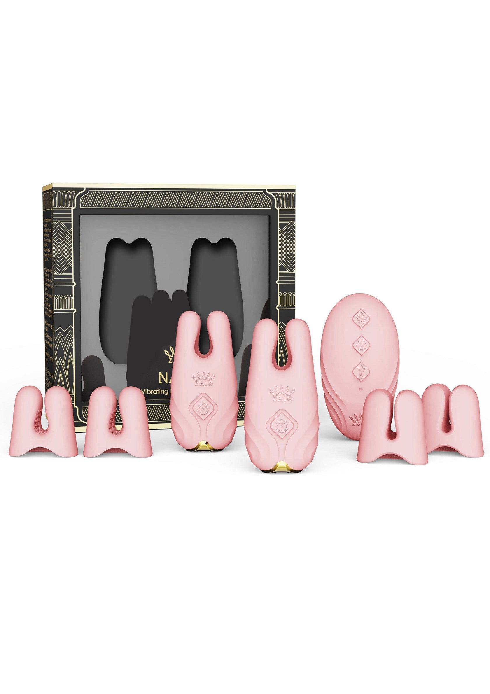 Ensemble de stimulateurs roses vibrants avec télécommande pour un plaisir intime.; Roze vibrerende stimulator set met afstandsbediening voor intiem plezier.; Pink vibrating stimulator set with remote control for intimate pleasure.