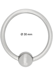 Anneau piercing captif en acier inoxydable 30mm avec bille; 30mm roestvrijstalen captive bead ring piercing; 30mm stainless steel captive bead ring piercing