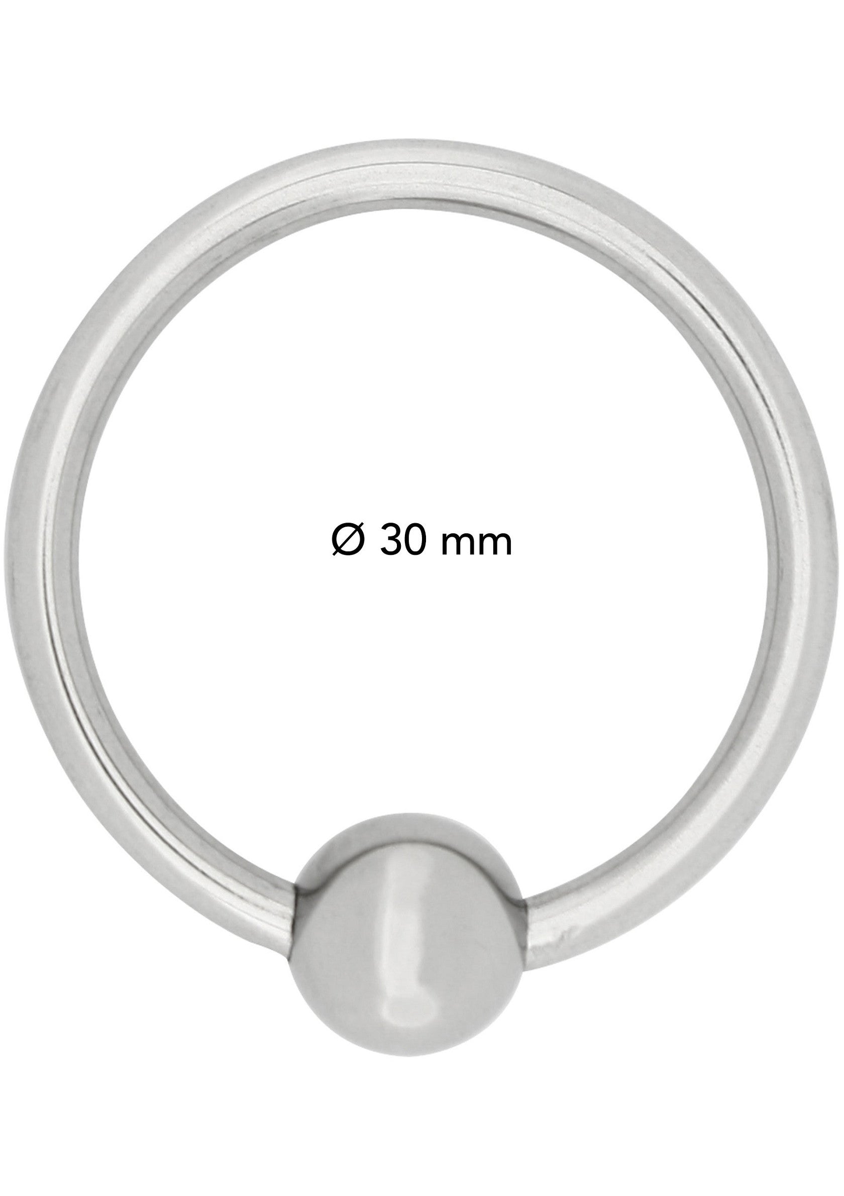 Anneau piercing captif en acier inoxydable 30mm avec bille; 30mm roestvrijstalen captive bead ring piercing; 30mm stainless steel captive bead ring piercing