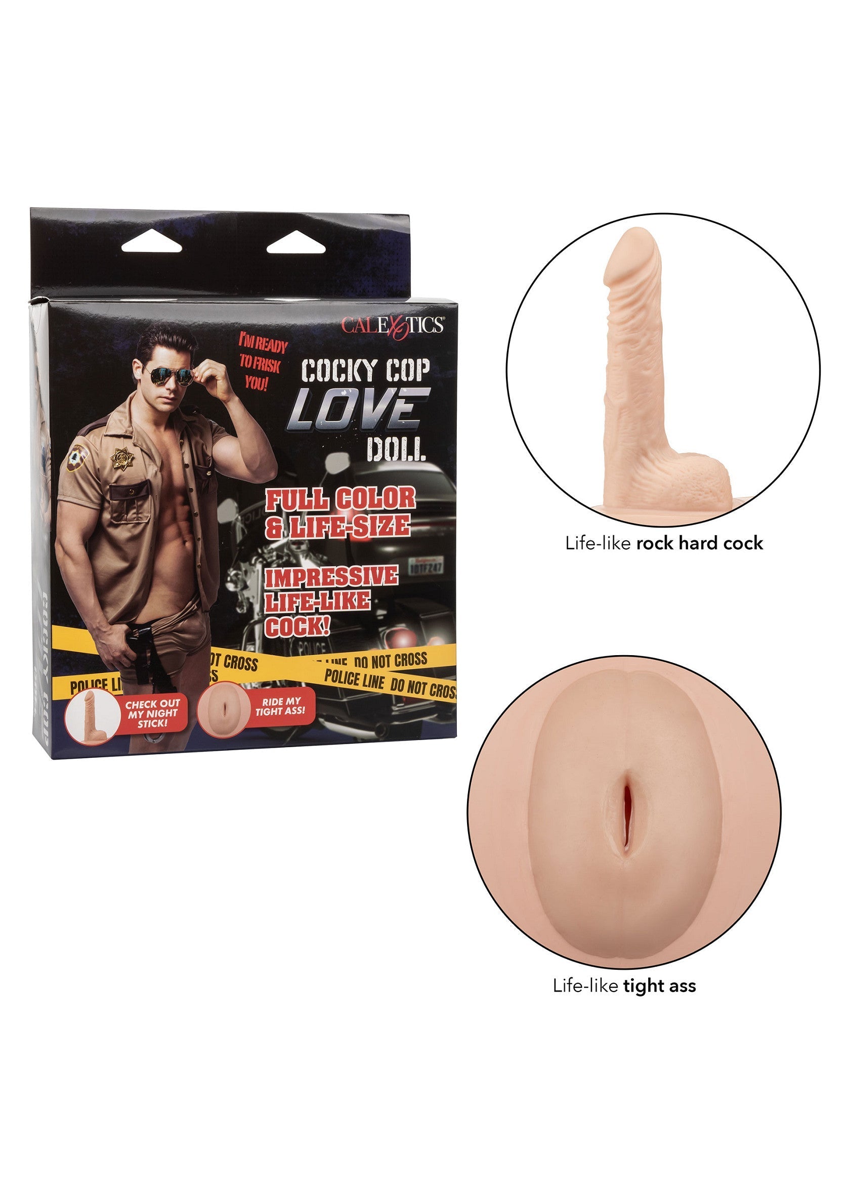 Poupée d'amour 'Cocky Cop'. Un gode réaliste inclus pour une expérience unique. ; 'Cocky Cop' love doll. Met levensechte dildo voor een unieke ervaring. ; 'Cocky Cop' love doll.  Includes a realistic dildo for a unique experience.