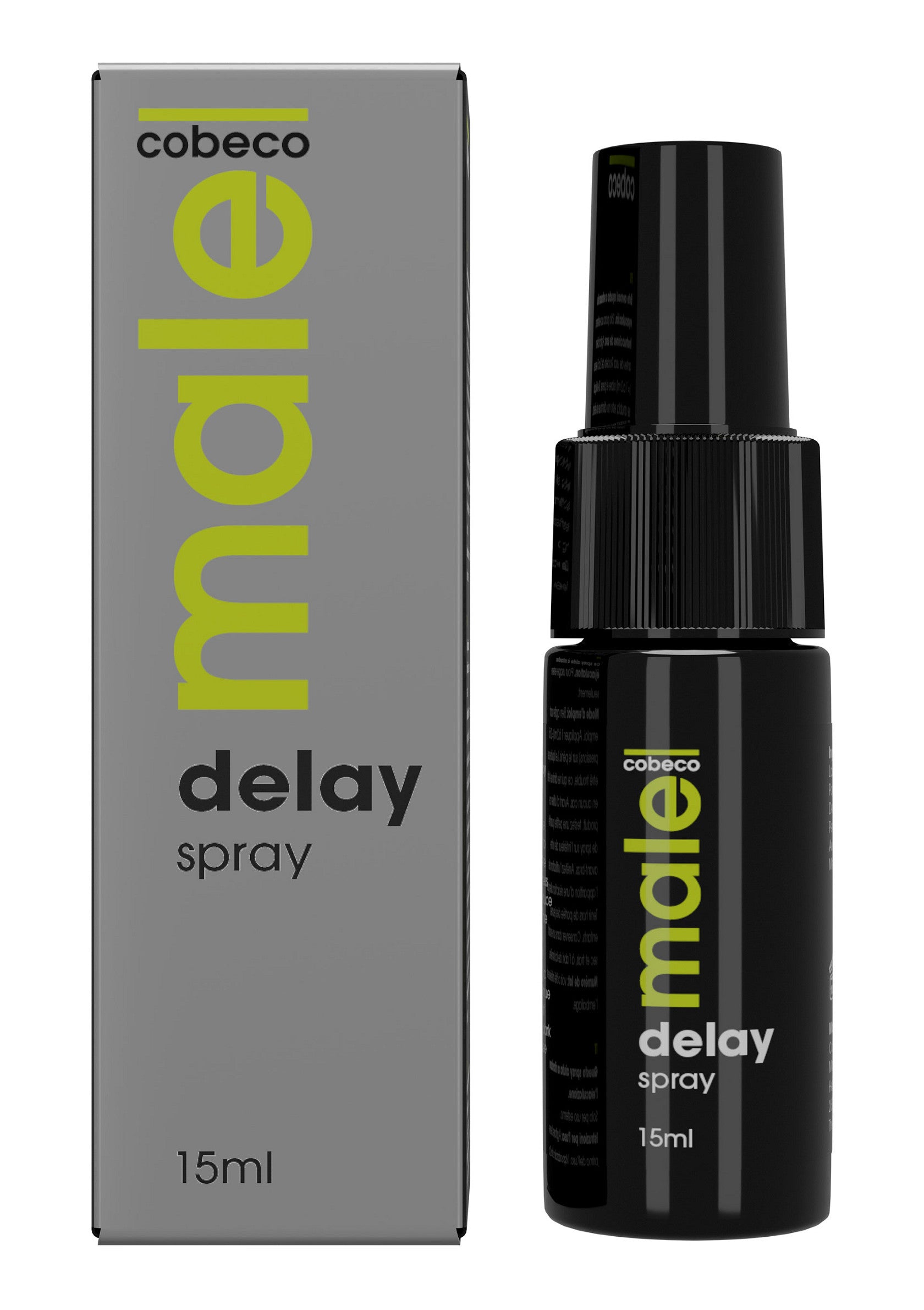 Spray retardant Cobeco Male, 15ml. Prolongez le plaisir avec ce spray intime!; Cobeco Male delay spray, 15ml. Verleng het plezier met deze intieme spray!; Cobeco Male delay spray, 15ml. Extend the pleasure with this intimate spray!