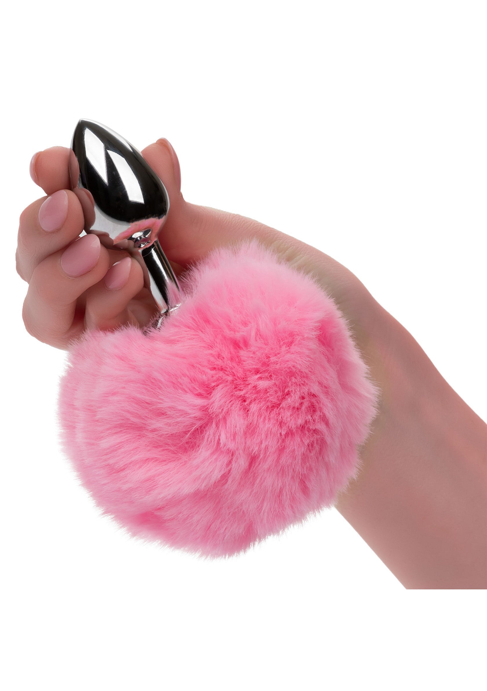 Plug anal en métal avec queue de lapin rose duveteuse. Accessoire coquin et amusant.; Metalen anale plug met pluizige roze konijnenstaart. Speels en leuk accessoire.; Metal butt plug with fluffy pink bunny tail. Playful and fun accessory.