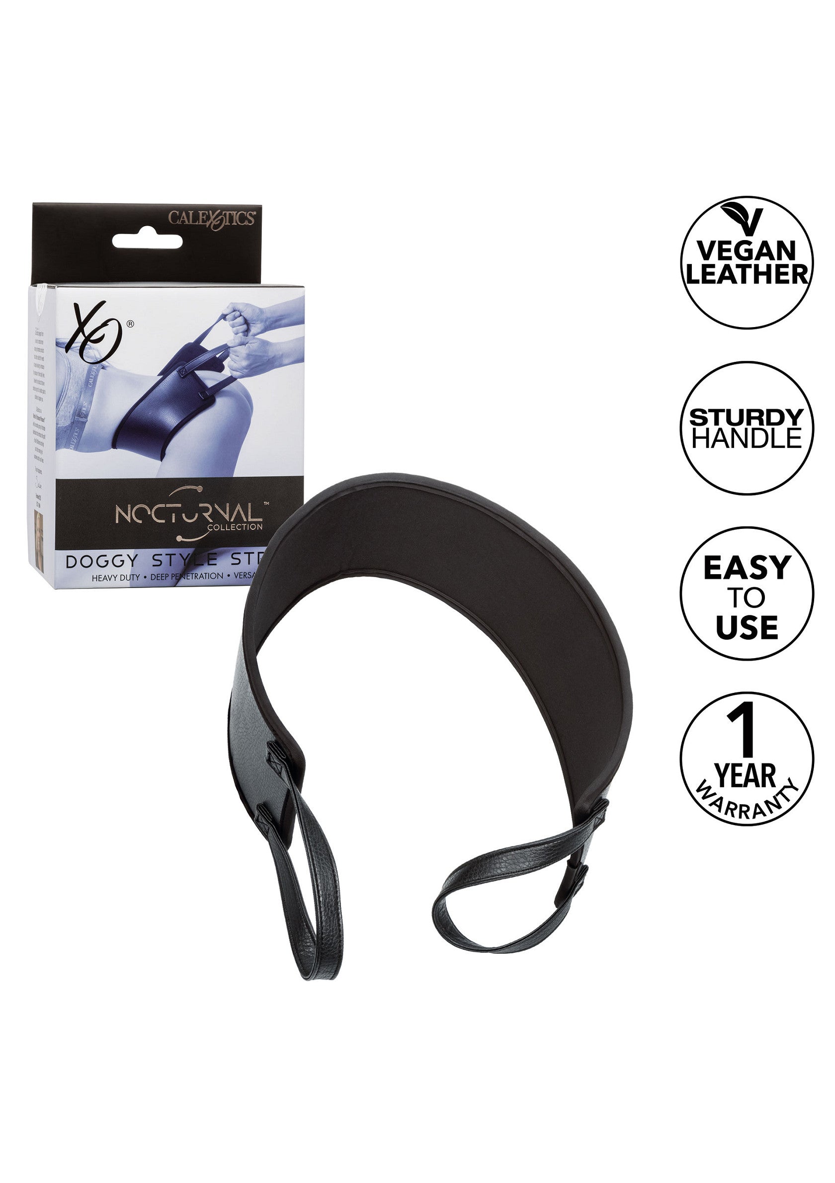 Sangle Doggy Style Calidatics Nocturnal Collection en cuir vegan, poignée robuste, facile à utiliser, garantie 1 an.; Calidatics Nocturnal Collection Doggy Style Strap vegan leer, stevige handgreep, makkelijk te gebruiken, 1 jaar garantie.; Calidatics Nocturnal Collection Doggy Style Strap vegan leather, sturdy handle, easy to use, 1 year warranty.