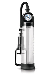 Pompe à pénis avec manomètre pour un contrôle précis de la pression.; Penis pomp met manometer voor nauwkeurige drukregeling.; Penis pump with pressure gauge for precise pressure control.
