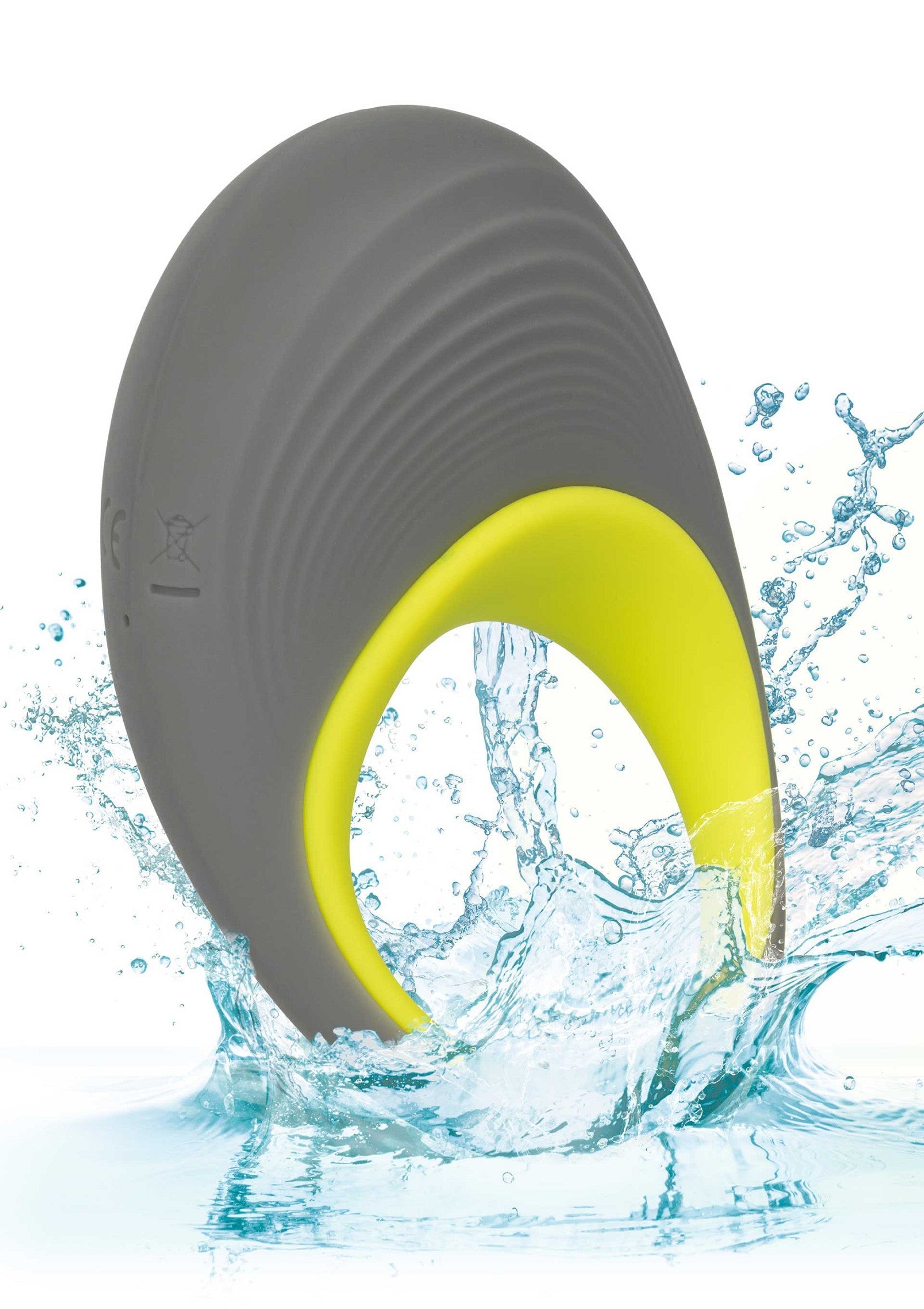 Masseur étanche gris et jaune pour le plaisir. Idéal pour une utilisation sous l'eau.; Waterdichte grijze en gele vibrator voor plezier. Ideaal voor gebruik onder water.; Waterproof gray and yellow vibrator for pleasure. Ideal for use underwater.