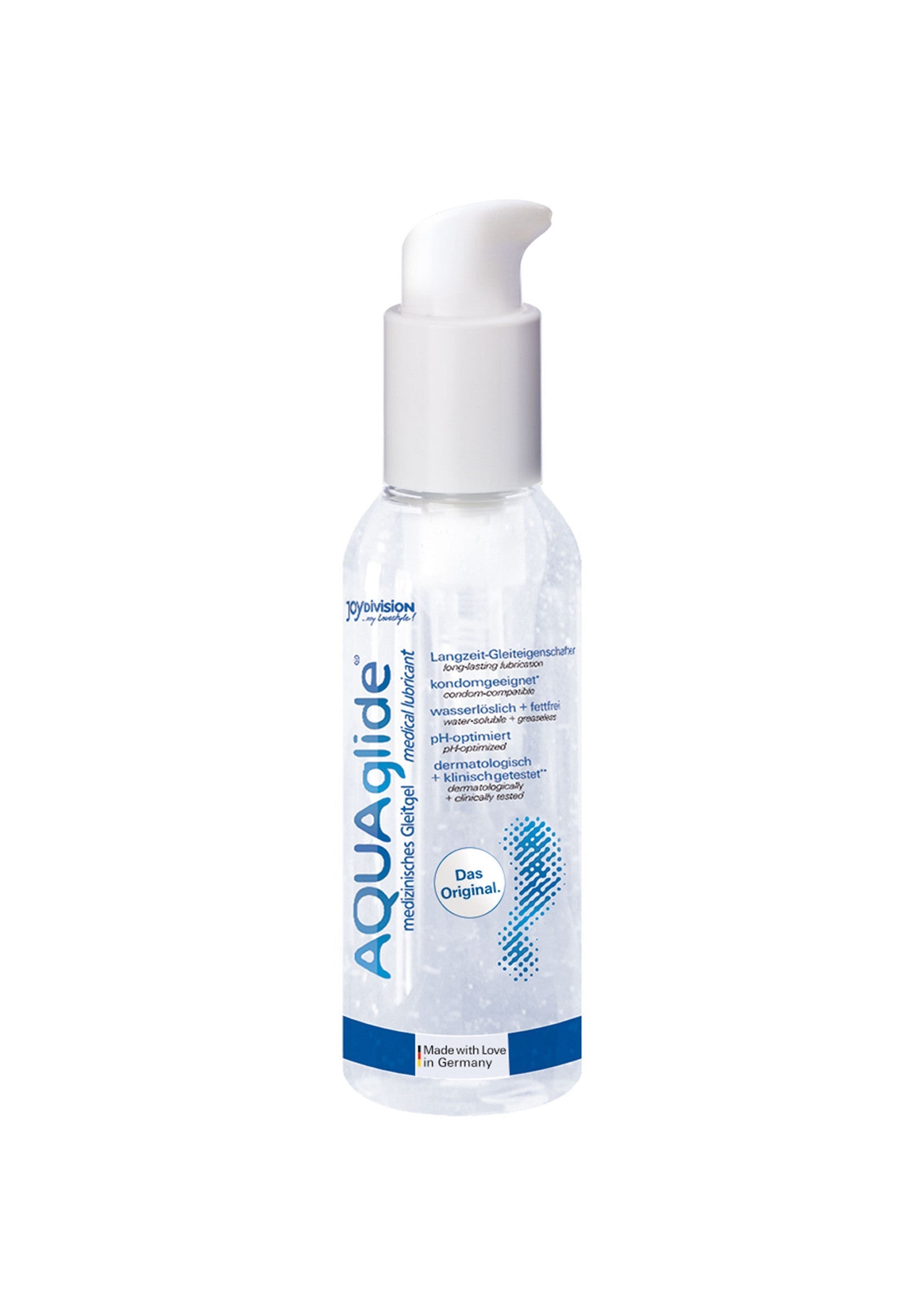 Lubrifiant Aquaglide, gel médical pour plus de plaisir et de confort. Idéal pour les rapports sexuels.; Aquaglide glijmiddel, medische gel voor meer plezier en comfort. Ideaal voor seksuele omgang.; Aquaglide lubricant, medical gel for more pleasure and comfort. Ideal for sexual intercourse.