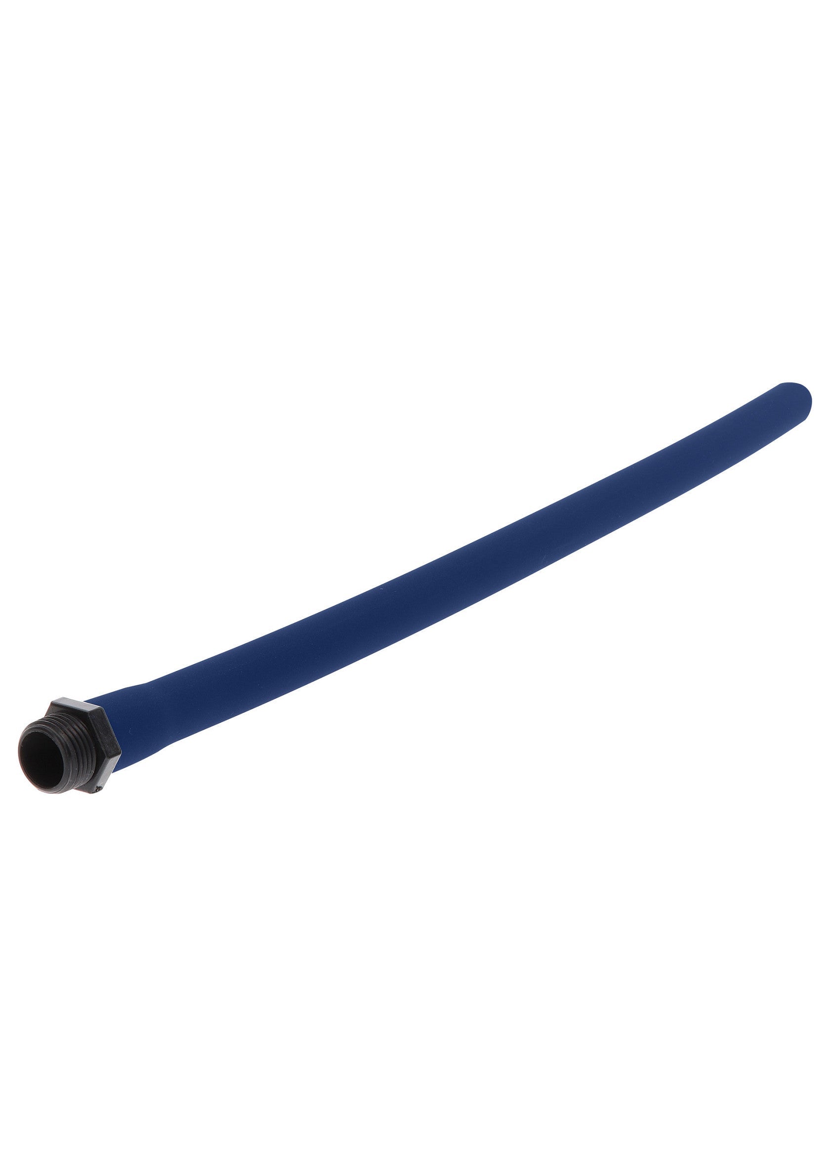 Tuyau bleu avec raccord noir pour plomberie ou irrigation.; Blauwe slang met zwarte aansluiting voor sanitair of irrigatie.; Blue hose with black fitting for plumbing or irrigation.