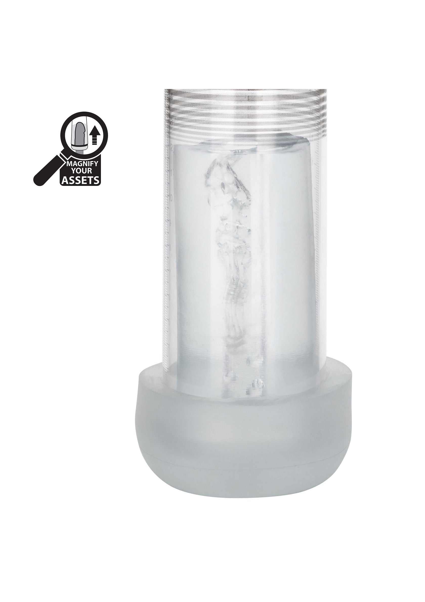 Manchon de plaisir transparent texturé pour des sensations uniques et intenses.; Transparante masturbator met textuur voor unieke en intense sensaties.; Textured clear pleasure sleeve for unique & intense sensations.