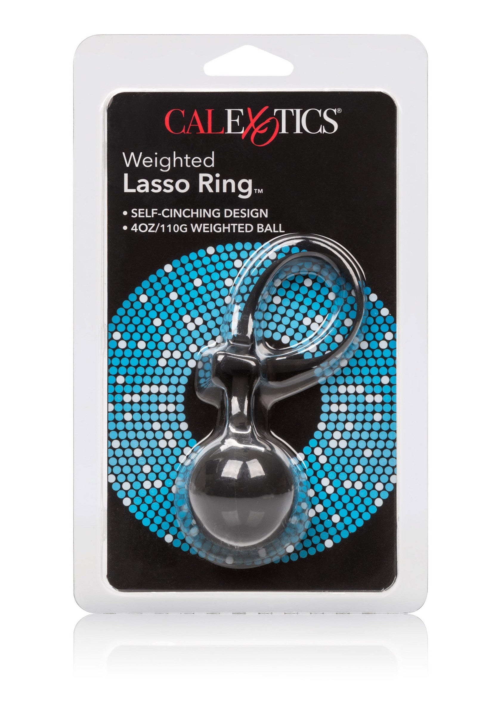 Anneau Lasso Pondéré CalExotics: conception auto-serrante, boule pondérée 110g. Pour plus de plaisir et de contrôle!; CalExotics Weighted Lasso Ring: zelfaanspannend ontwerp, 110g gewogen bal. Voor meer plezier en controle!; CalExotics Weighted Lasso Ring: Self-cinching design, 110g weighted ball. For enhanced pleasure and control!