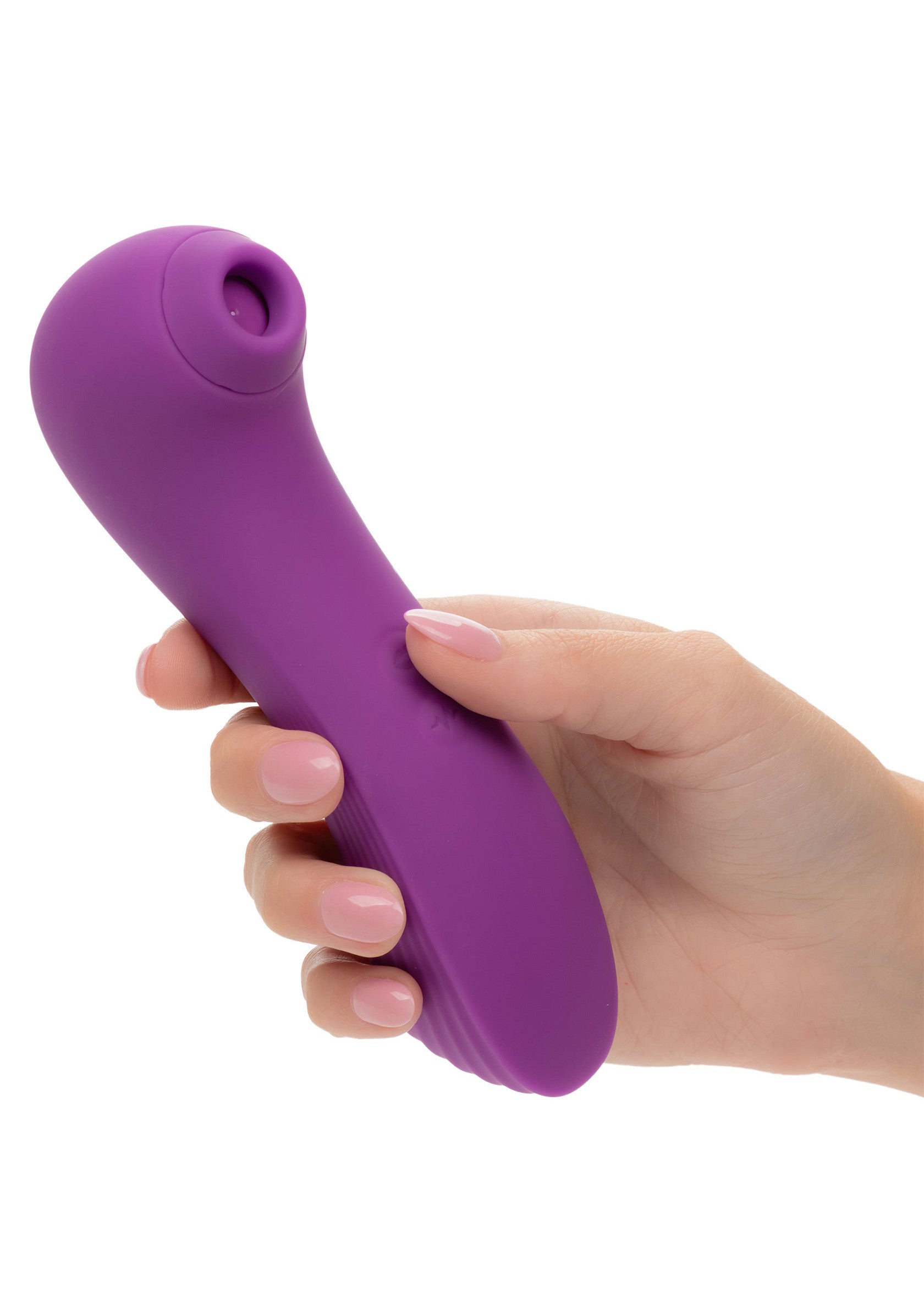 Masseur clitoridien à succion violet pour le plaisir féminin.; Paarse clitoris stimulator voor vrouwelijk genot.; Purple clitoral stimulator for female pleasure.