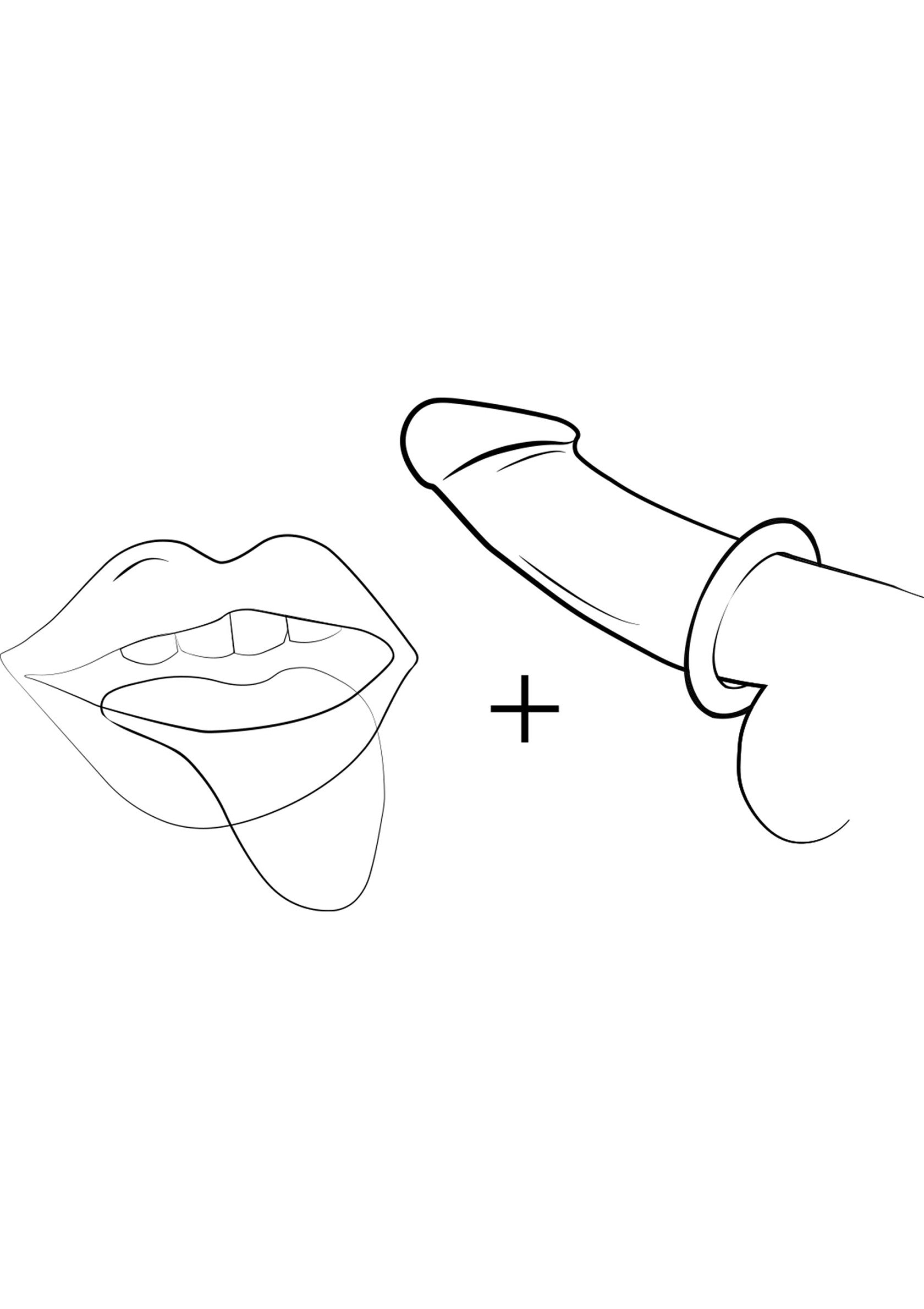 Image érotique minimaliste avec des lèvres et un pénis, pour adultes seulement.; Minimalistische erotische afbeelding met lippen en een penis, alleen voor volwassenen.; Minimalist erotic image with lips and a penis, adults only.