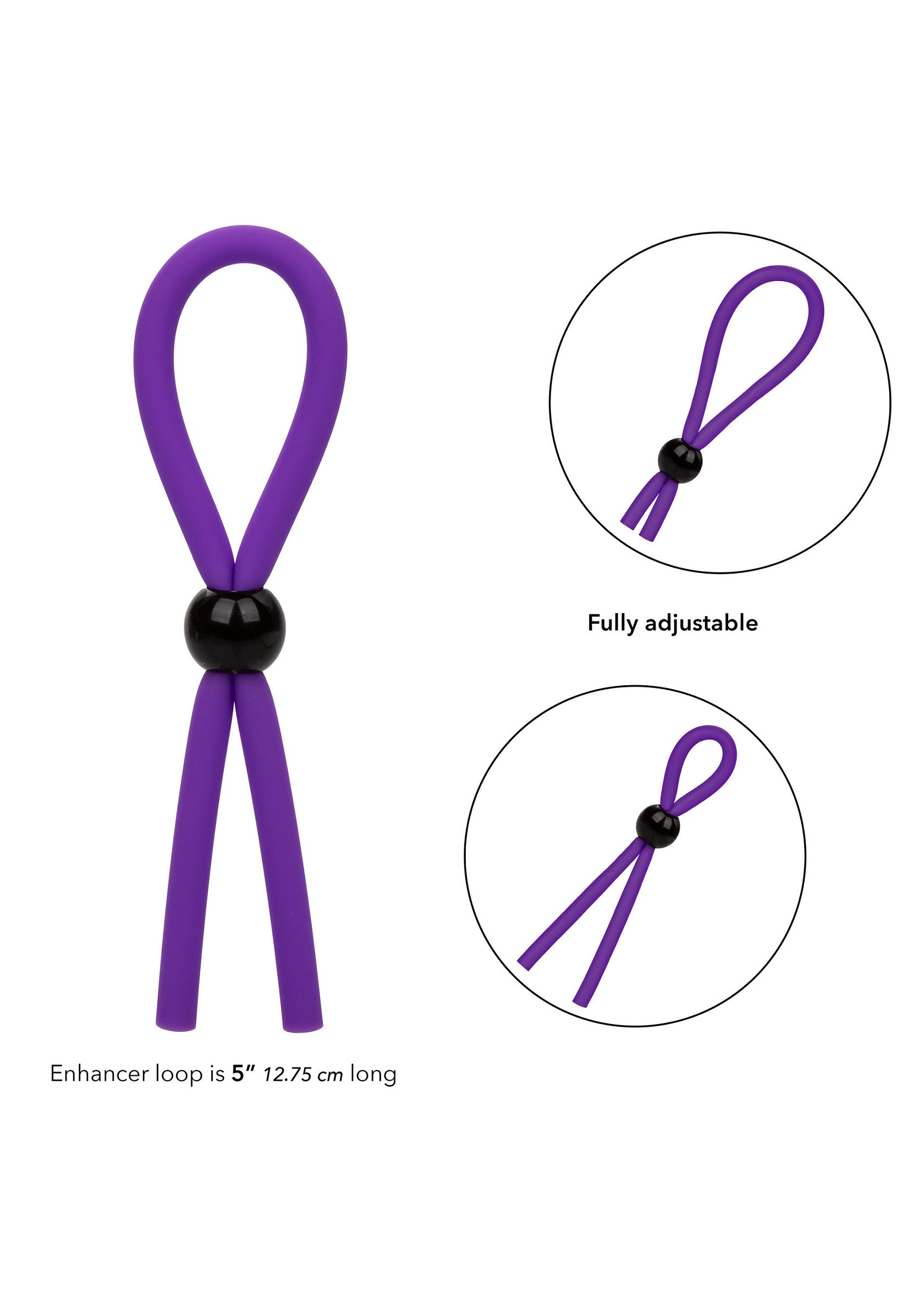 Anneau pénien violet ajustable pour un plaisir intense. Améliore les sensations et l'endurance. ; Paarse, verstelbare penisring voor intens genot. Verbetert de sensaties en het uithoudingsvermogen.; Adjustable purple cock ring for intense pleasure. Enhances sensations and endurance.