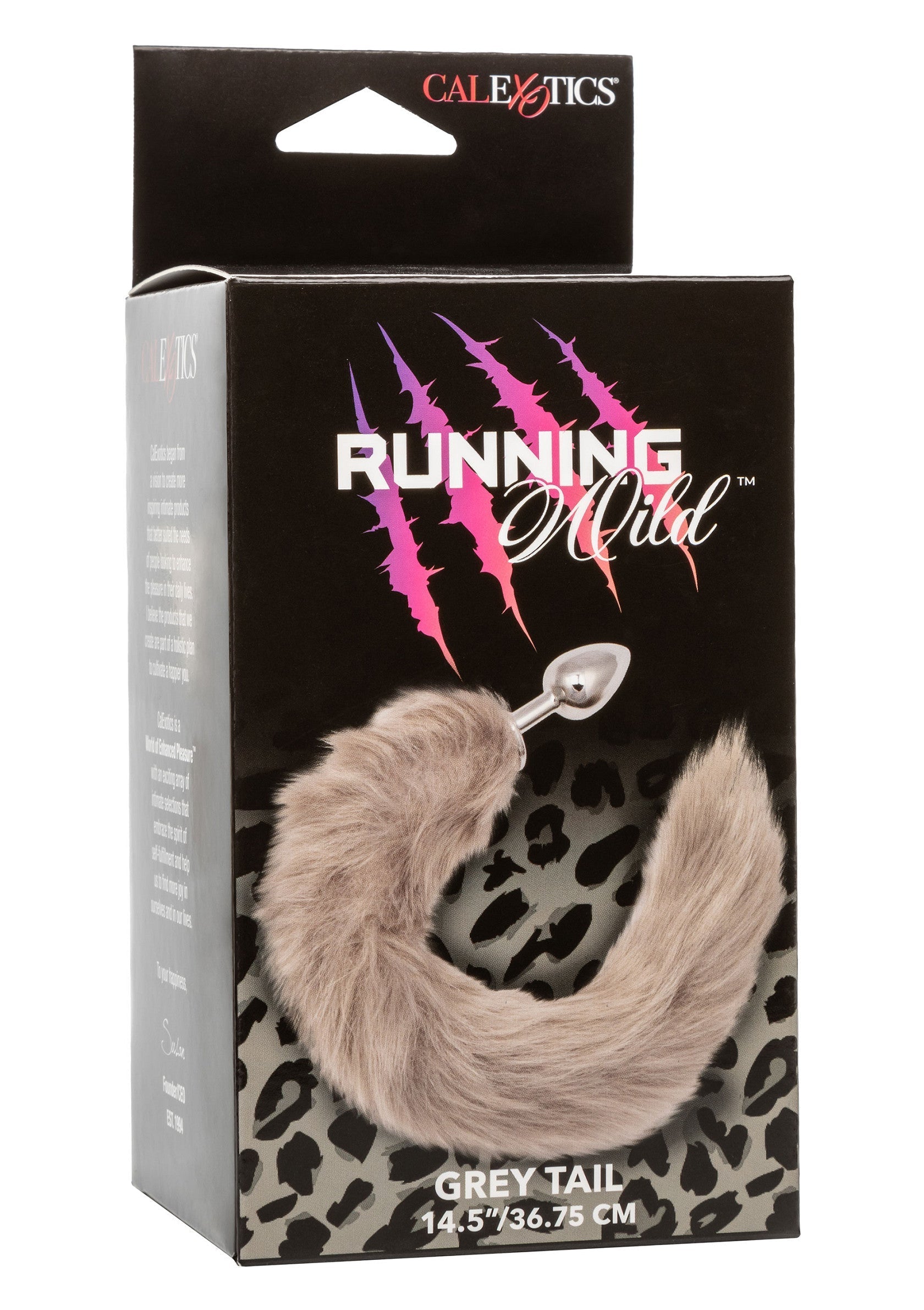 Queue grise Running Wild Calexotics, explorez vos fantasmes animaux avec style et confort. Jouet pour adultes.; Calexotics Running Wild grijze staart, ontdek je dierlijke fantasieën in stijl en comfort. Speeltje voor volwassenen.; Calexotics Running Wild grey tail, explore your animal fantasies in style & comfort. Adult toy.