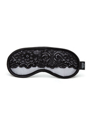 Masque de sommeil en dentelle noire. Accessoire de nuit élégant pour un sommeil réparateur.; Zwart kanten slaapmasker. Stijlvol nachtaccessoire voor een goede nachtrust.; Black lace sleep mask. Stylish night accessory for restful sleep.
