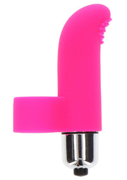 Vibromasseur rose vibrant avec anneau pour le doigt pour le plaisir personnel.; Roze vibrator met vingerring voor persoonlijk genot.; Pink vibrating massager with finger ring for personal pleasure.
