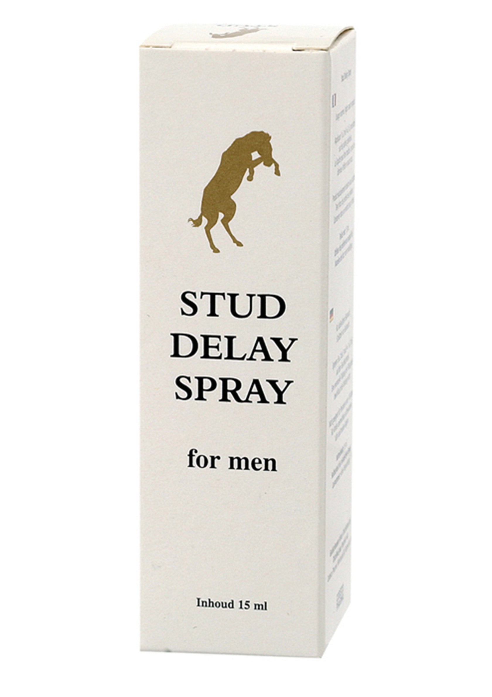 Spray retardant Stud pour hommes, 15ml. Contrôle de l'éjaculation pour une expérience prolongée.; Stud Delay Spray voor mannen, 15ml. Vertraag de ejaculatie voor een langer durende ervaring.; Stud Delay Spray for men, 15ml. Ejaculation control for a longer lasting experience.
