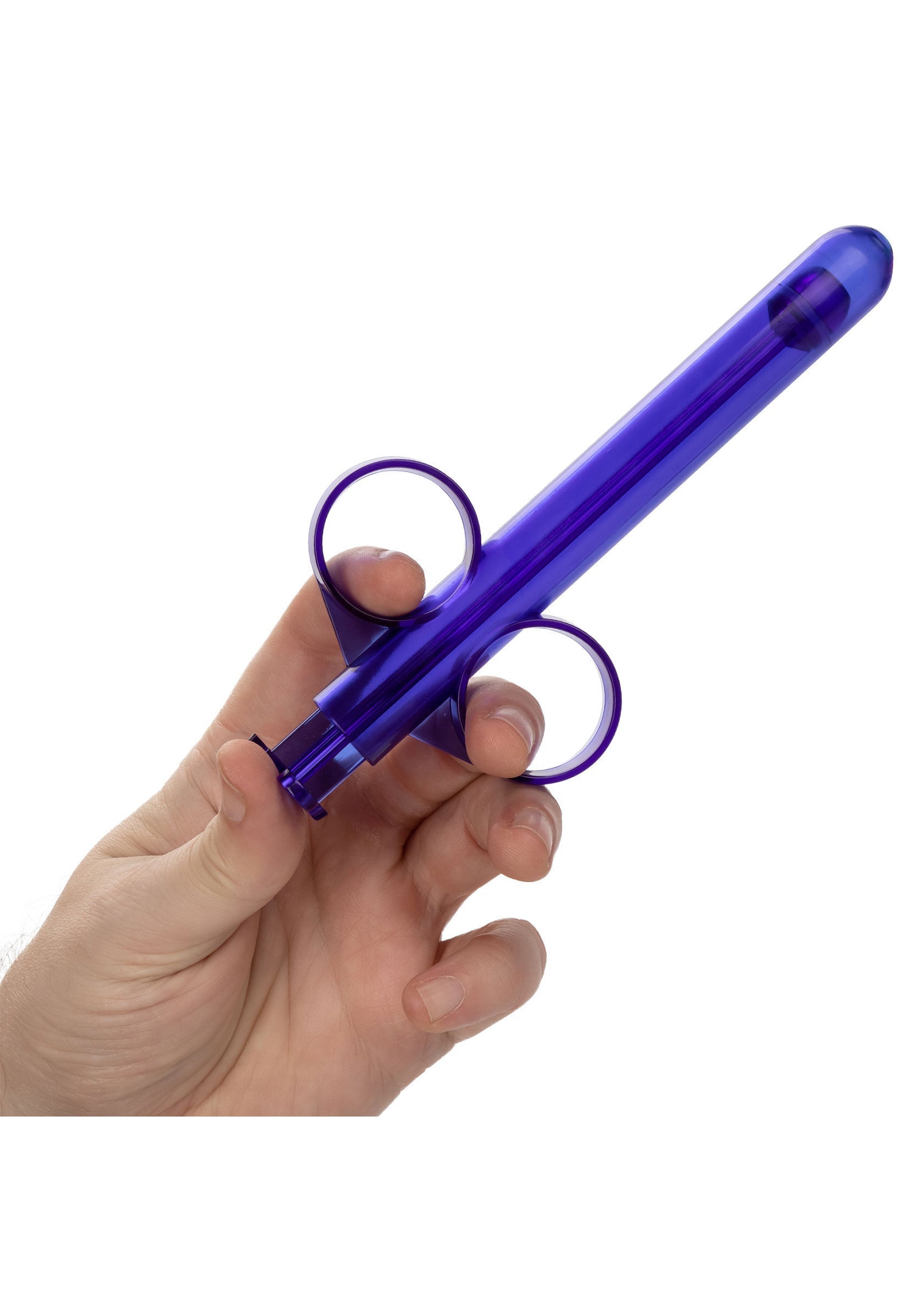 Applicateur vaginal/anal violet ergonomique pour une insertion facile et hygiénique.; Ergonomische paarse vaginale/anale applicator voor gemakkelijke en hygiënische inbreng.; Ergonomic purple vaginal/anal applicator for easy and hygienic insertion.