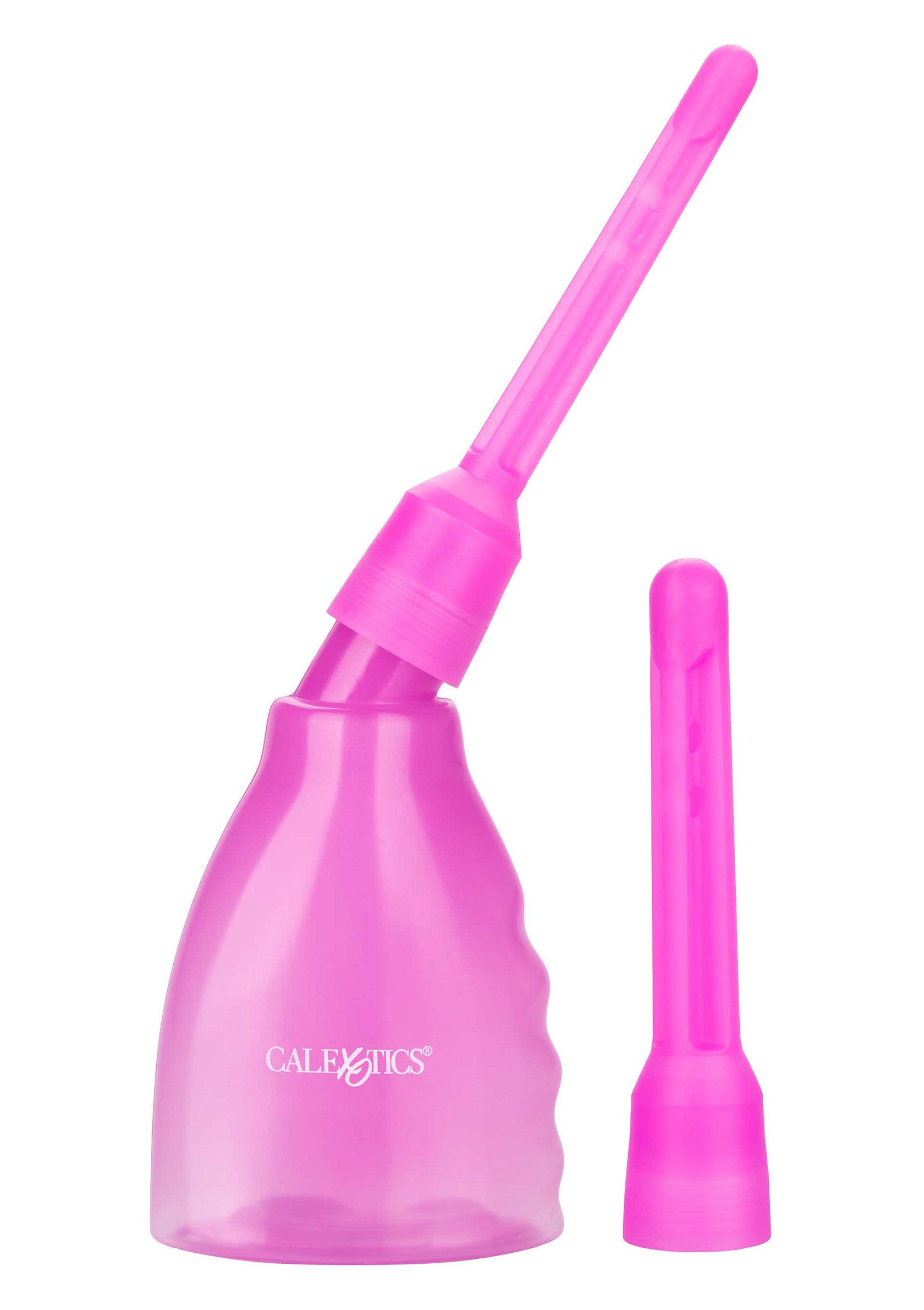 Douche vaginale rose CalExotics, pour une hygiène intime douce et efficace. Facile à utiliser et à nettoyer.; Roze CalExotics vaginale douche, voor zachte en effectieve intieme hygiëne. Makkelijk in gebruik en schoon te maken.; Pink CalExotics vaginal douche for gentle and effective feminine hygiene. Easy to use and clean.