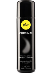 Pjur Original, lubrifiant personnel à base de silicone, super concentré et sans parfum. 250 ml, fabriqué en Allemagne.; Pjur Original, siliconenbasis glijmiddel, super geconcentreerd en parfumvrij. 250 ml, gemaakt in Duitsland.; Pjur Original, silicone-based personal lubricant, super concentrated and fragrance-free. 250 ml, Made in Germany.