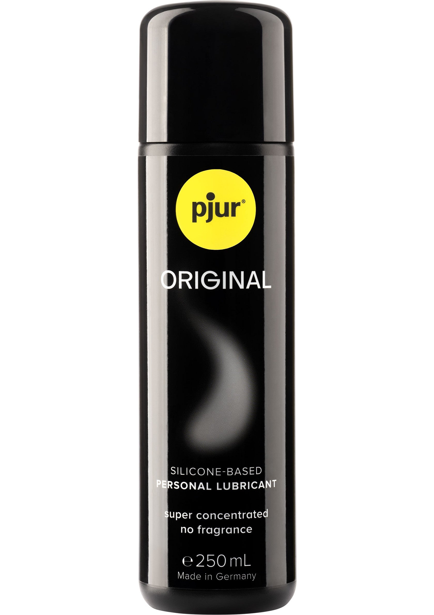 Pjur Original, lubrifiant personnel à base de silicone, super concentré et sans parfum. 250 ml, fabriqué en Allemagne.; Pjur Original, siliconenbasis glijmiddel, super geconcentreerd en parfumvrij. 250 ml, gemaakt in Duitsland.; Pjur Original, silicone-based personal lubricant, super concentrated and fragrance-free. 250 ml, Made in Germany.