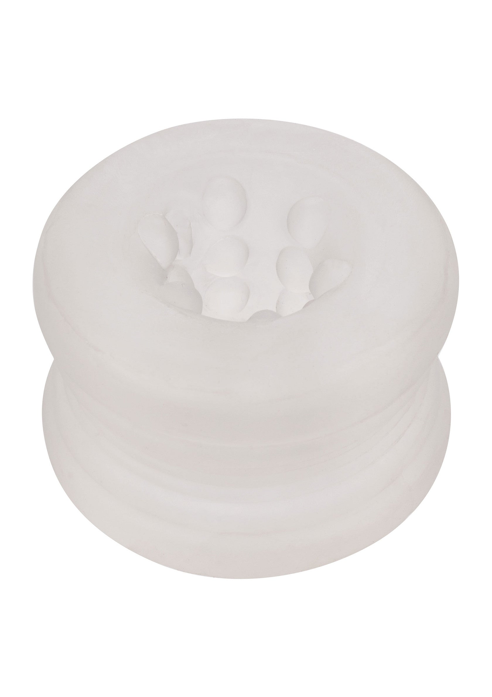 Manchon de plaisir texturé blanc pour une expérience intense et unique.; Witte, getextureerde masturbator voor een intense, unieke ervaring.; White textured stroker for an intense and unique experience.