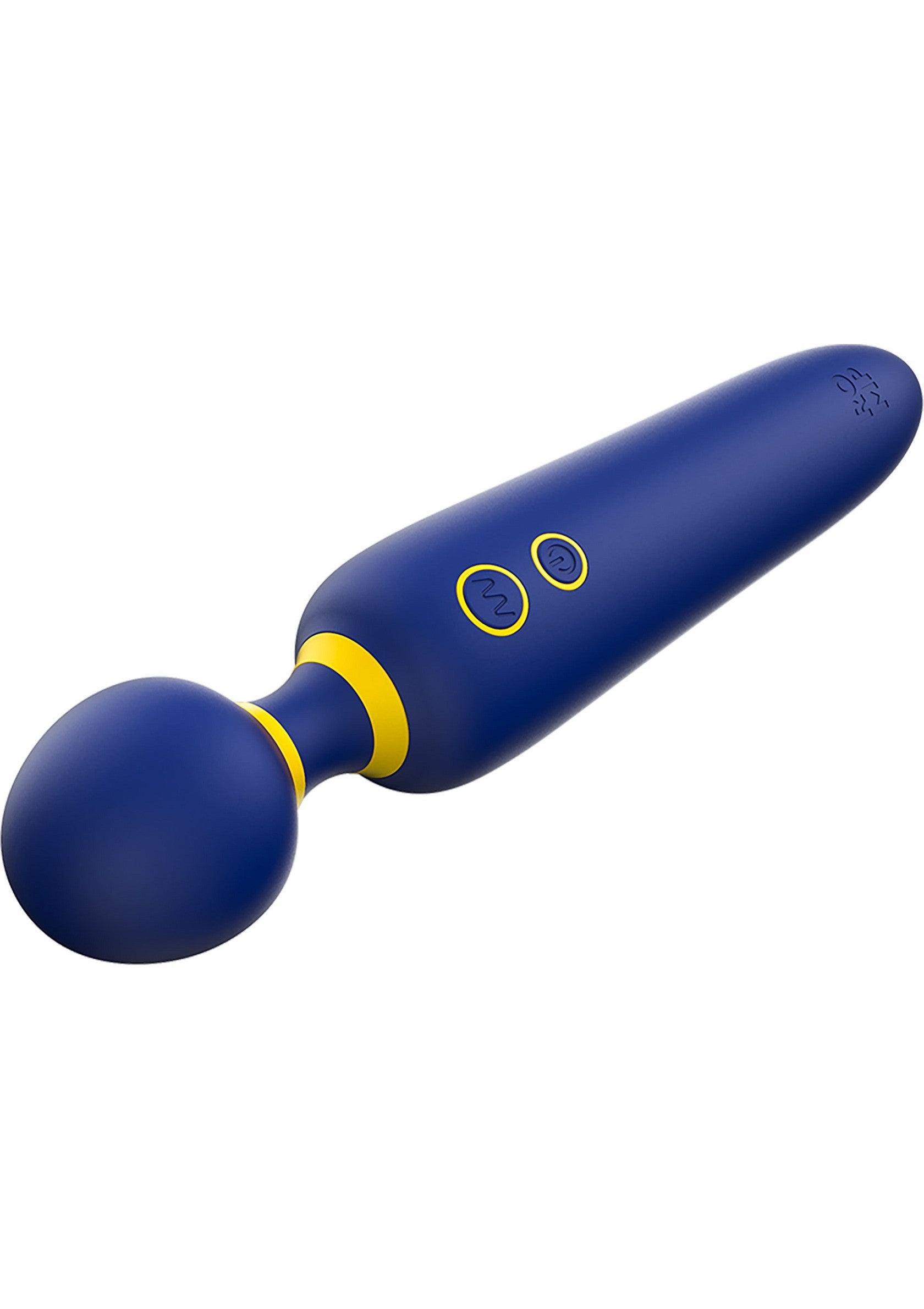Masseur vibrant bleu et jaune pour le corps. Détendez-vous et soulagez les tensions avec cet appareil élégant et puissant.; Blauwe en gele vibrerende stimulator voor het lichaam. Ontspan en verlicht spanning met dit stijlvolle en krachtige apparaat.; Blue and yellow vibrating massager for the body. Relax and relieve tension with this stylish and powerful device.