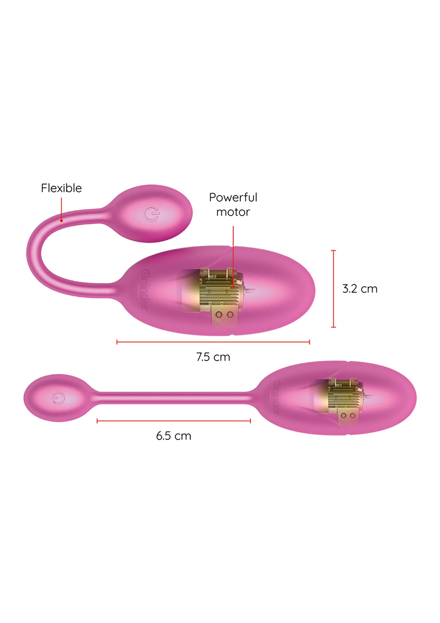 Boules de geisha roses avec moteur puissant et flexible. Dimensions affichées.; Roze geishaballen met krachtige motor en flexibel. Afmetingen weergegeven.; Pink geisha balls with powerful motor and flexible. Dimensions shown.