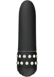 Vibromasseur noir avec strass pour un plaisir intense et élégant.; Zwarte vibrator met strass voor intens en elegant genot.; Black vibrator with rhinestones for intense and elegant pleasure.