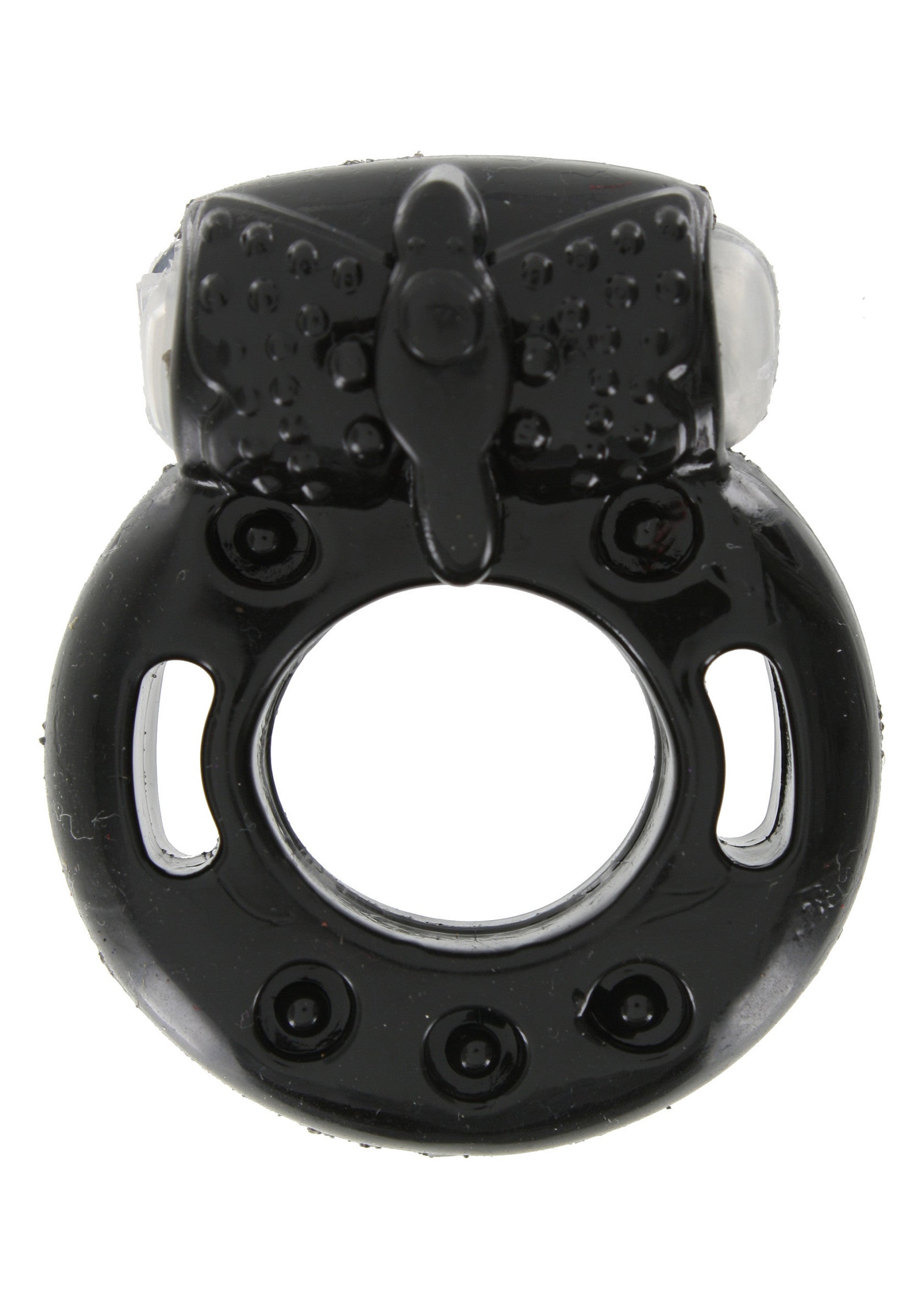 Anneau pénien noir avec stimulateur intégré pour plus de plaisir et de sensations fortes.; Zwarte penisring met geïntegreerde stimulator voor extra plezier en intense sensaties.; Black cock ring with built-in stimulator for added pleasure and intense sensations.