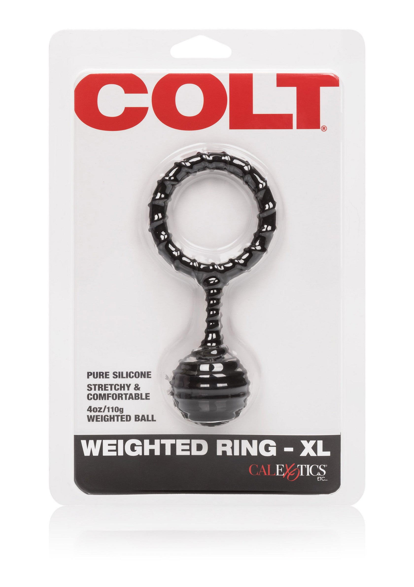 Anneau pénien lesté Colt, silicone extensible et confortable. Taille XL. Pour une expérience intense.; Colt gewogen penisring, rekbaar en comfortabel siliconen. Extra grote maat. Voor een intense ervaring.; Colt weighted cock ring, stretchy & comfortable silicone. Extra large size. For an intense experience.