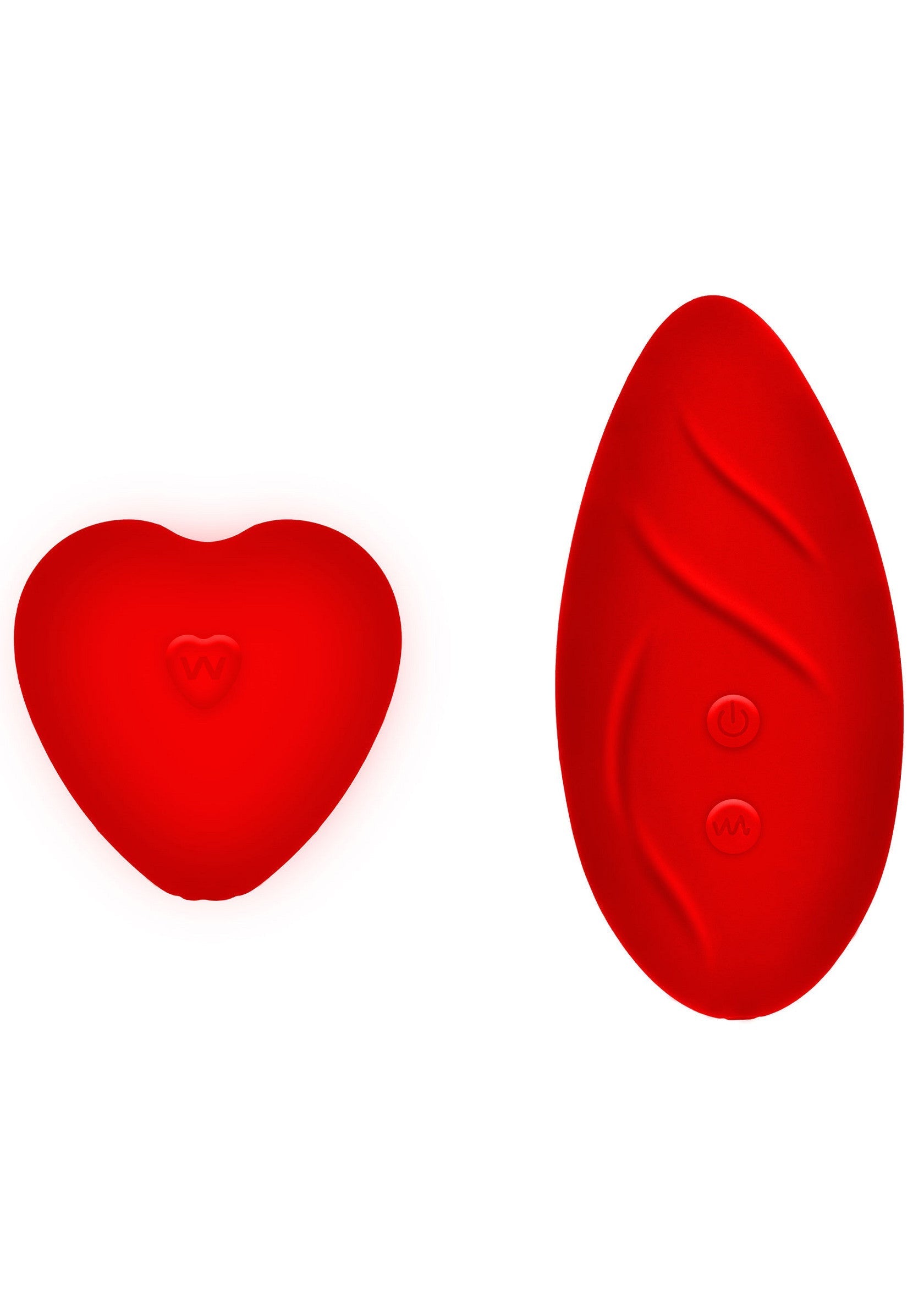 Ensemble vibrant rouge : télécommande cœur et jouet plaisir texturé pour des moments intimes excitants.; Rode vibrerende set: hartvormige afstandsbediening en gestructureerd speeltje voor spannende intieme momenten.; Red vibrating set: heart-shaped remote and textured pleasure toy for exciting intimate moments.