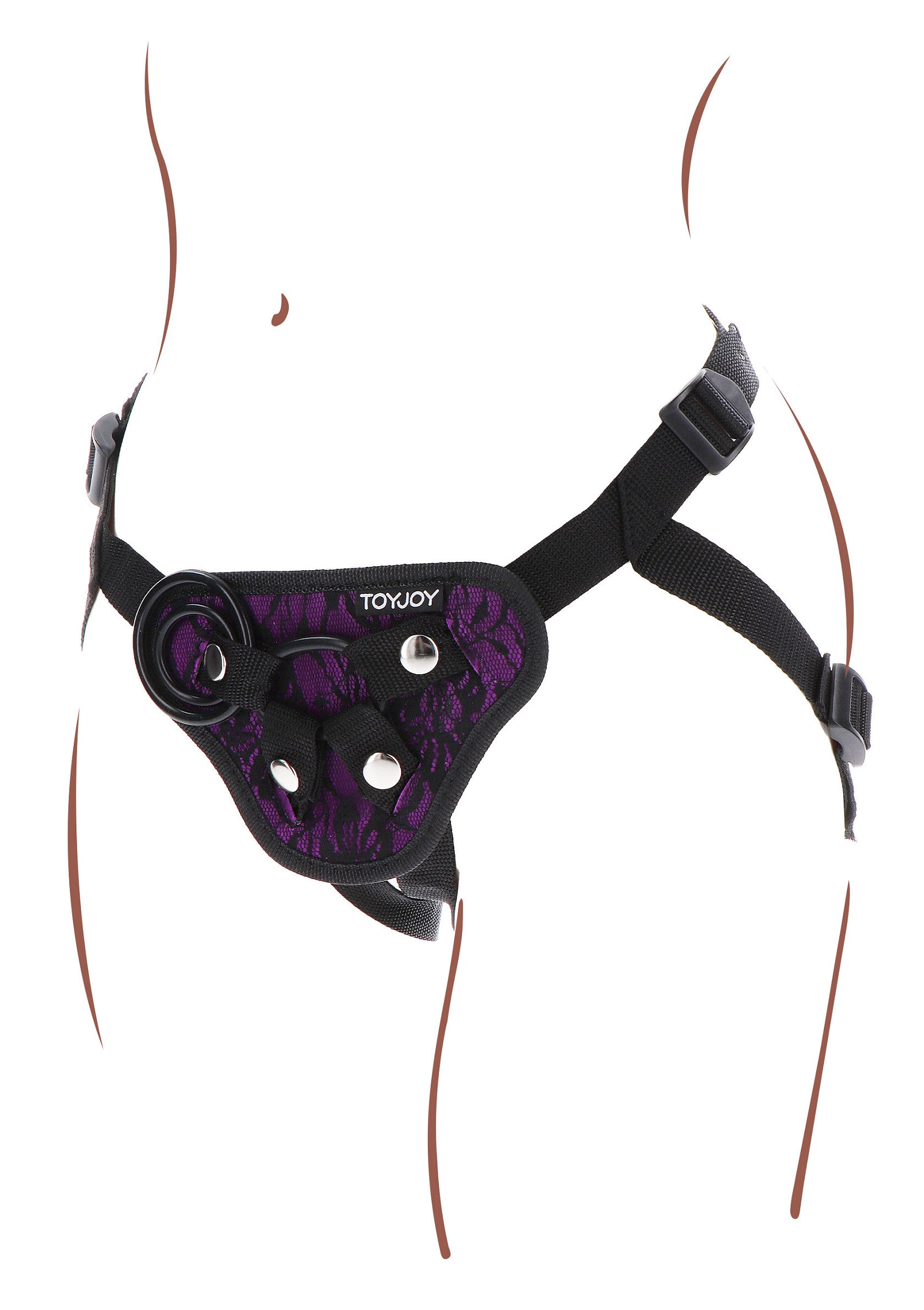 Harnais violet ToyJoy pour femmes. Lingerie féminine érotique. ; ToyJoy damesharnas paars. Erotische dameslingerie.; ToyJoy women's harness purple. Erotic women's lingerie.