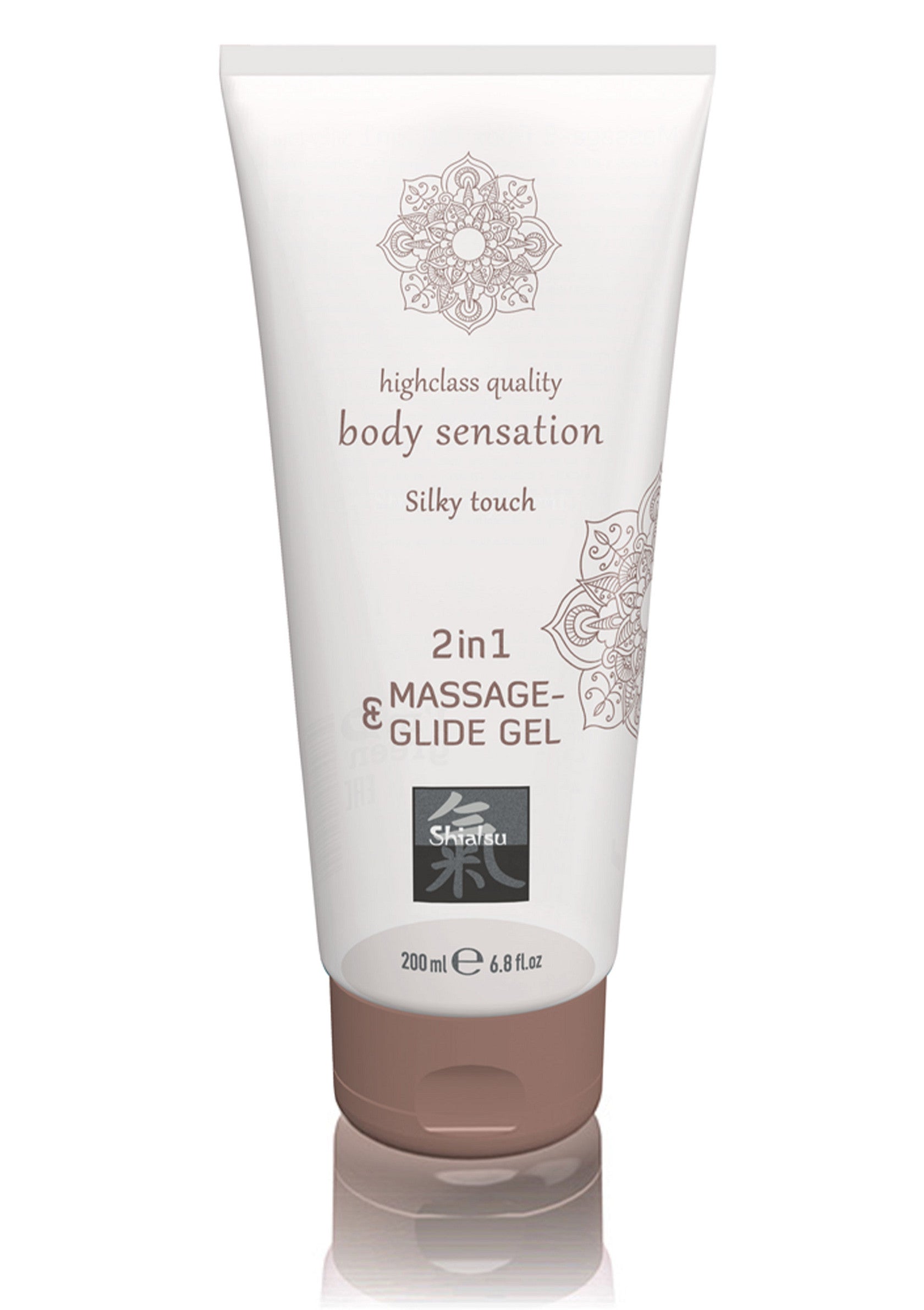 Gel de massage et lubrifiant 2 en 1 Shiatsu. Qualité supérieure pour une sensation corporelle soyeuse. 200ml; Shiatsu 2-in-1 massage- en glijmiddel. Topkwaliteit voor een zijdezacht lichaamsgevoel. 200ml; Shiatsu 2-in-1 massage and glide gel. Highclass quality for a silky body sensation. 200ml