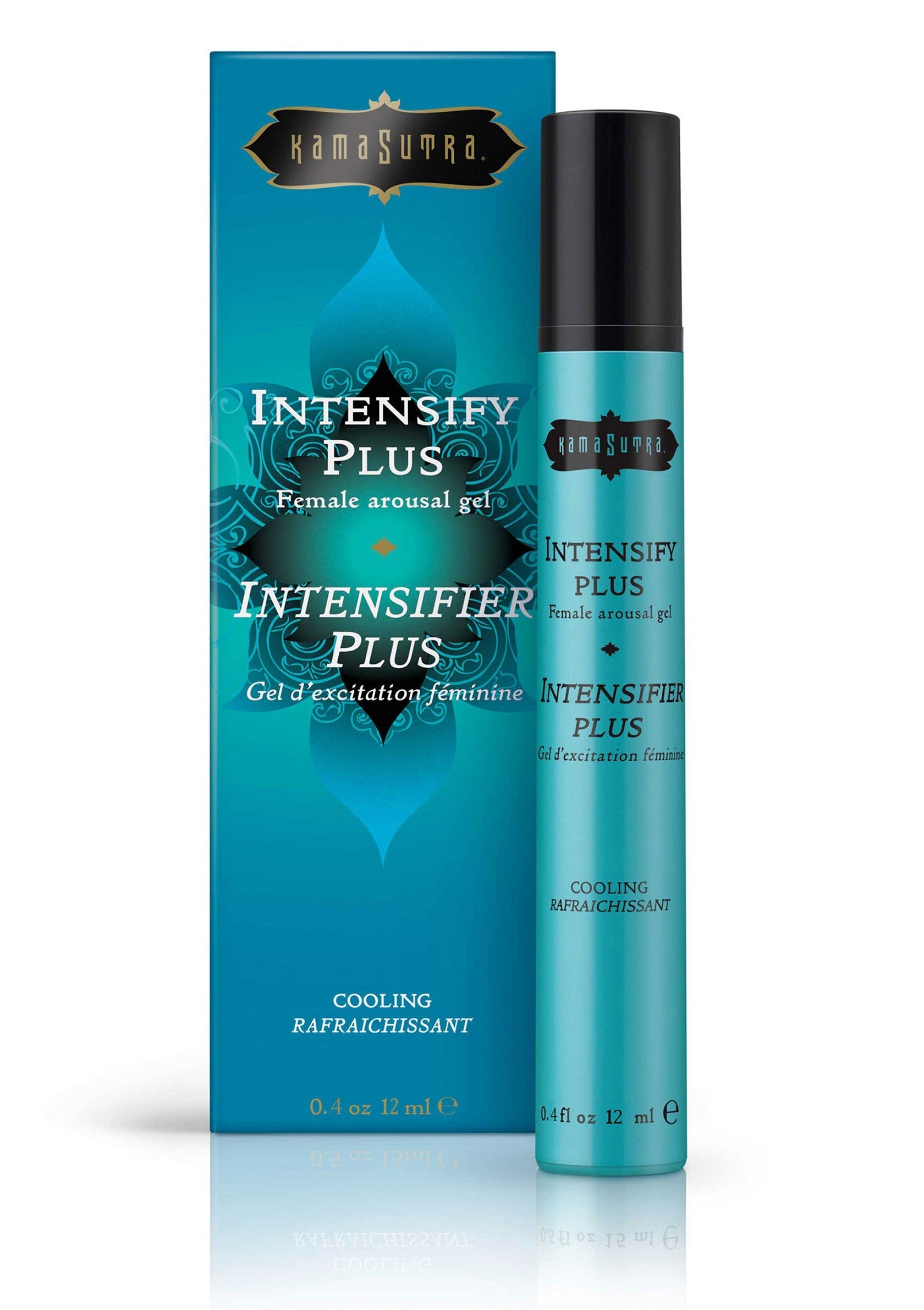 Kama Sutra Intensify Plus, gel d'excitation féminine pour une sensation rafraîchissante et intense.; Kama Sutra Intensify Plus, opwindende gel voor vrouwen voor een verkoelend en intens gevoel.; Kama Sutra Intensify Plus, female arousal gel for a cooling and intense sensation.
