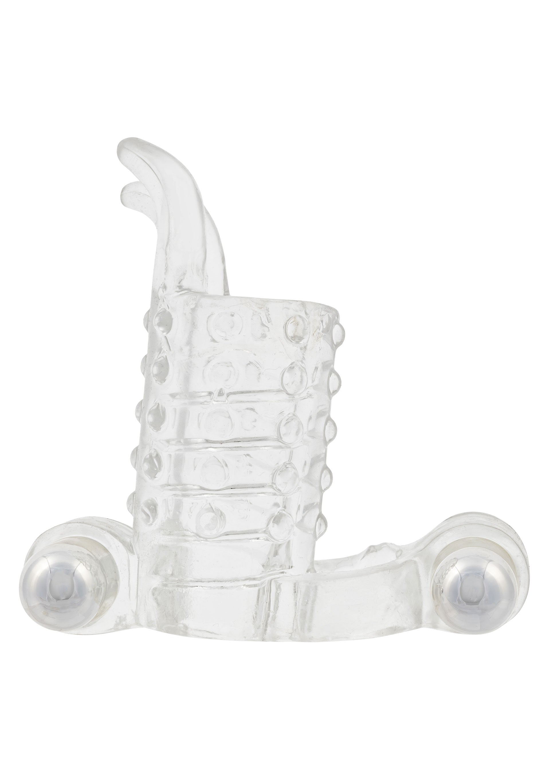 Anneau pénien texturé transparent pour plus de plaisir et de sensations.; Transparante getextureerde penisring voor meer plezier en sensaties.; Transparent textured penis ring for extra pleasure and sensation.