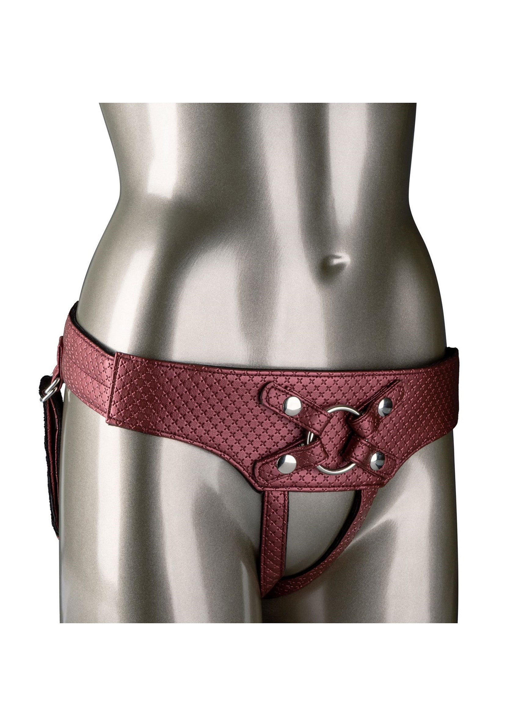 Harnais de lingerie bordeaux avec anneaux, pour une touche audacieuse et élégante.; Bordeaux lingerie harnas met ringen, voor een gedurfde en elegante touch.; Burgundy lingerie harness with rings, for a bold and elegant touch.